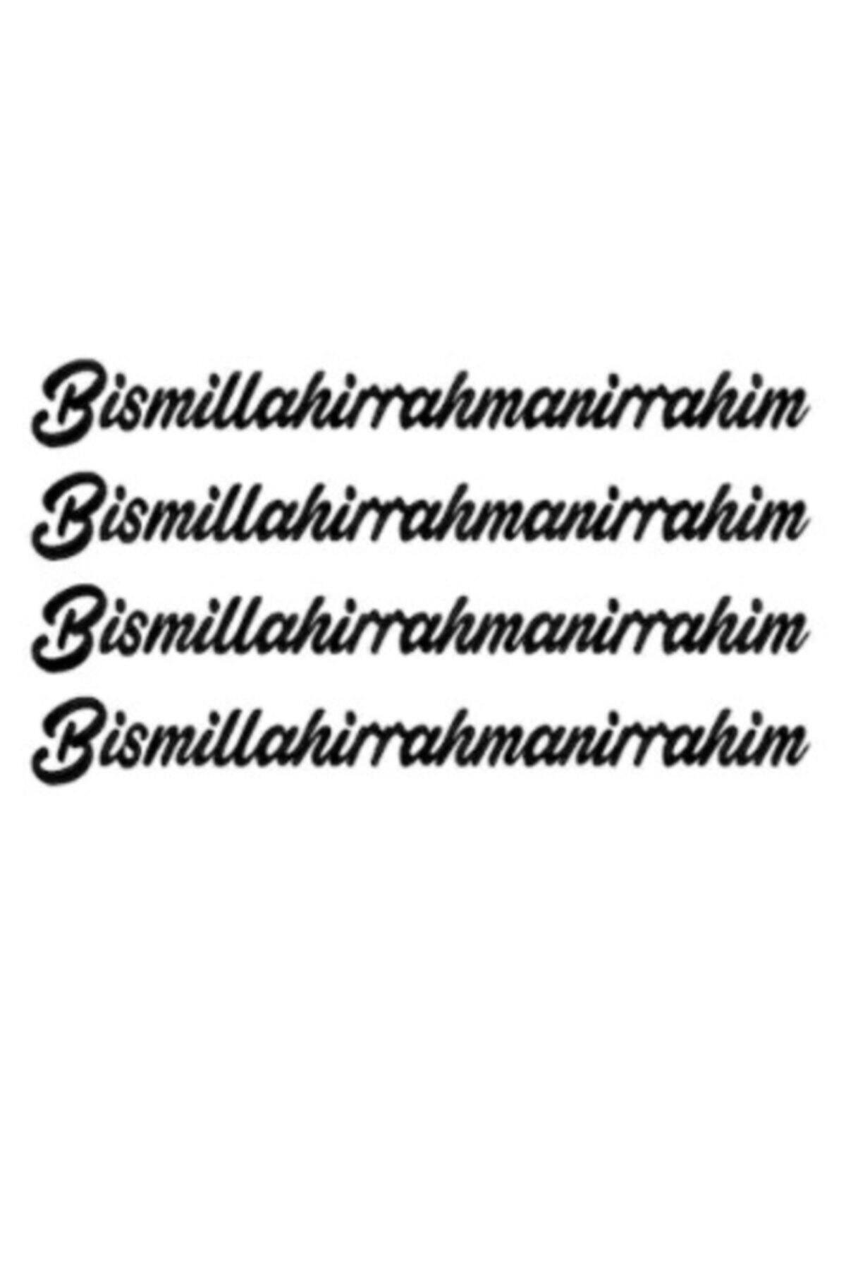 Besmele özel yeni sticker 4 Adet Siyah 13*1,5 Cm