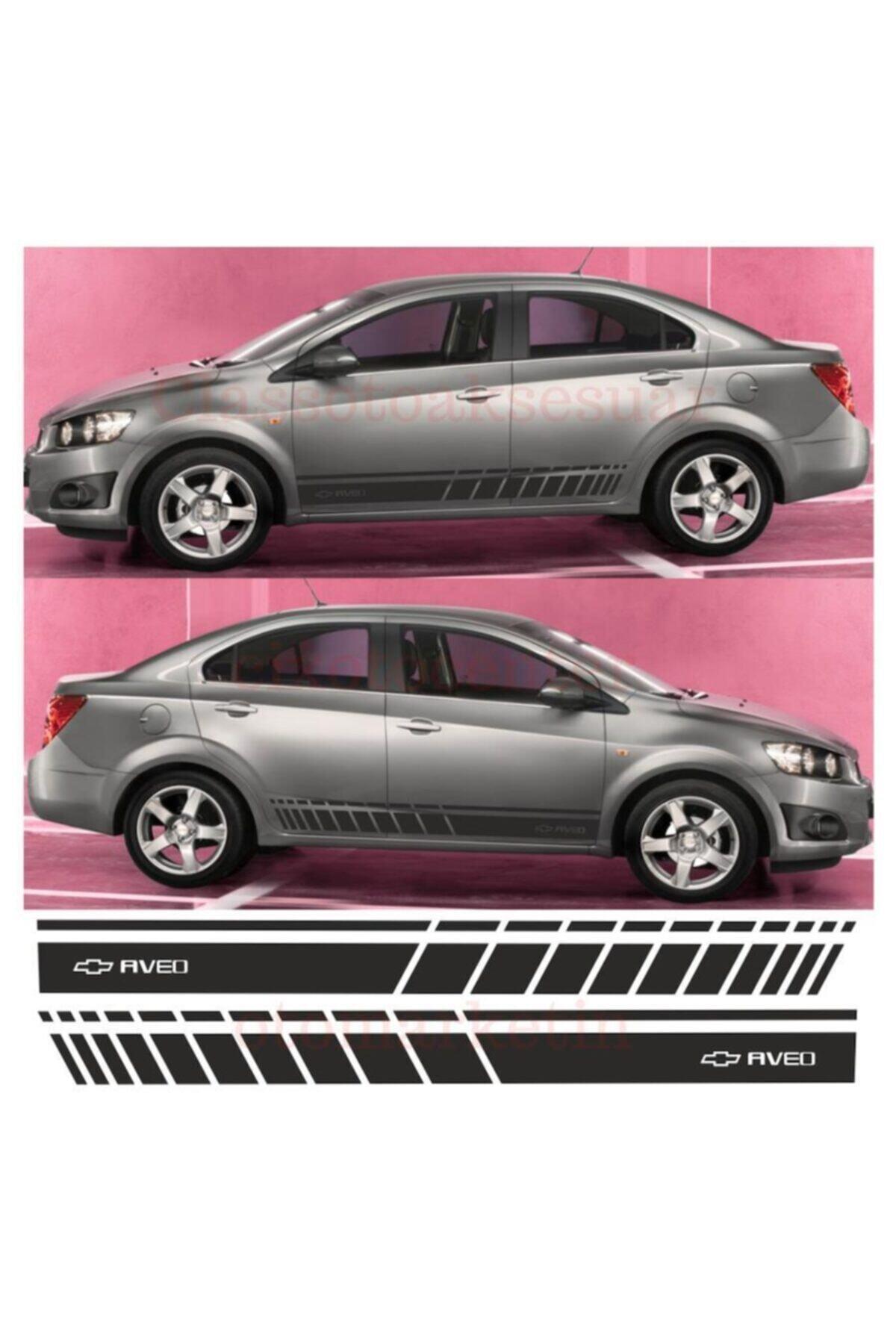 Chevrolet Aveo İçin şık tasarım karbon sticker seti Aksesuar Oto Yan Şerit özel yeni sticker