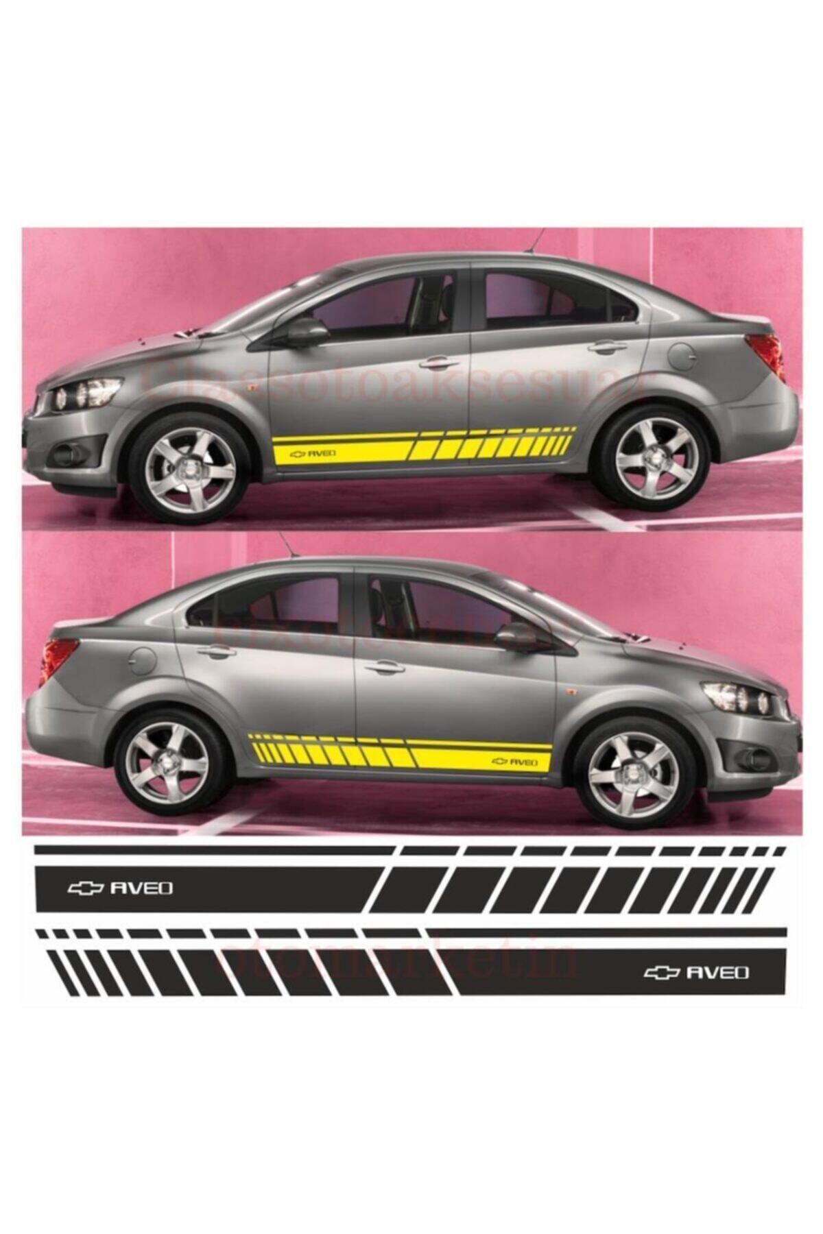 Chevrolet Aveo İçin şık tasarım karbon sticker seti Aksesuar Oto Yan Şerit özel yeni sticker