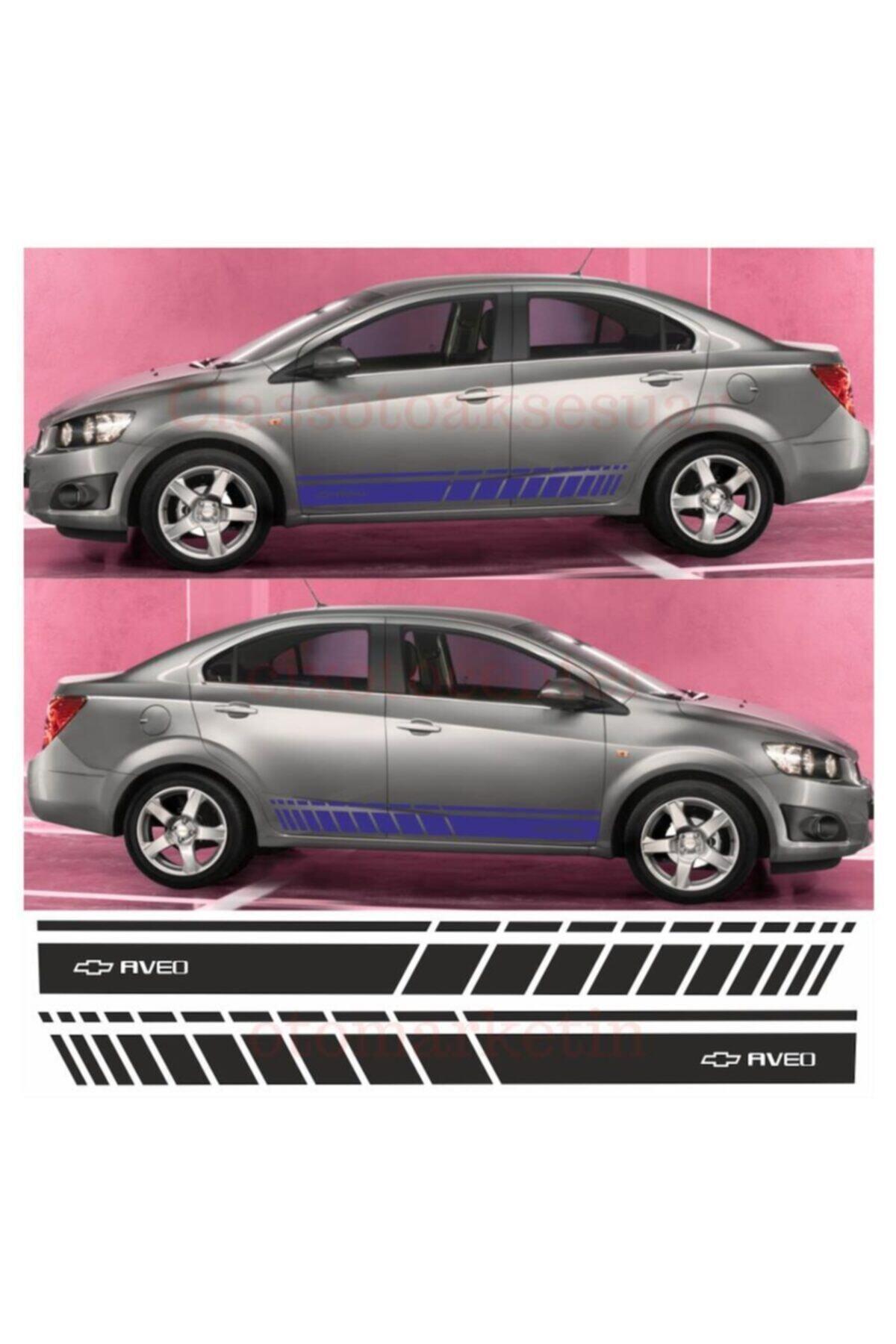 Chevrolet Aveo İçin şık tasarım karbon sticker seti Aksesuar Oto Yan Şerit özel yeni sticker