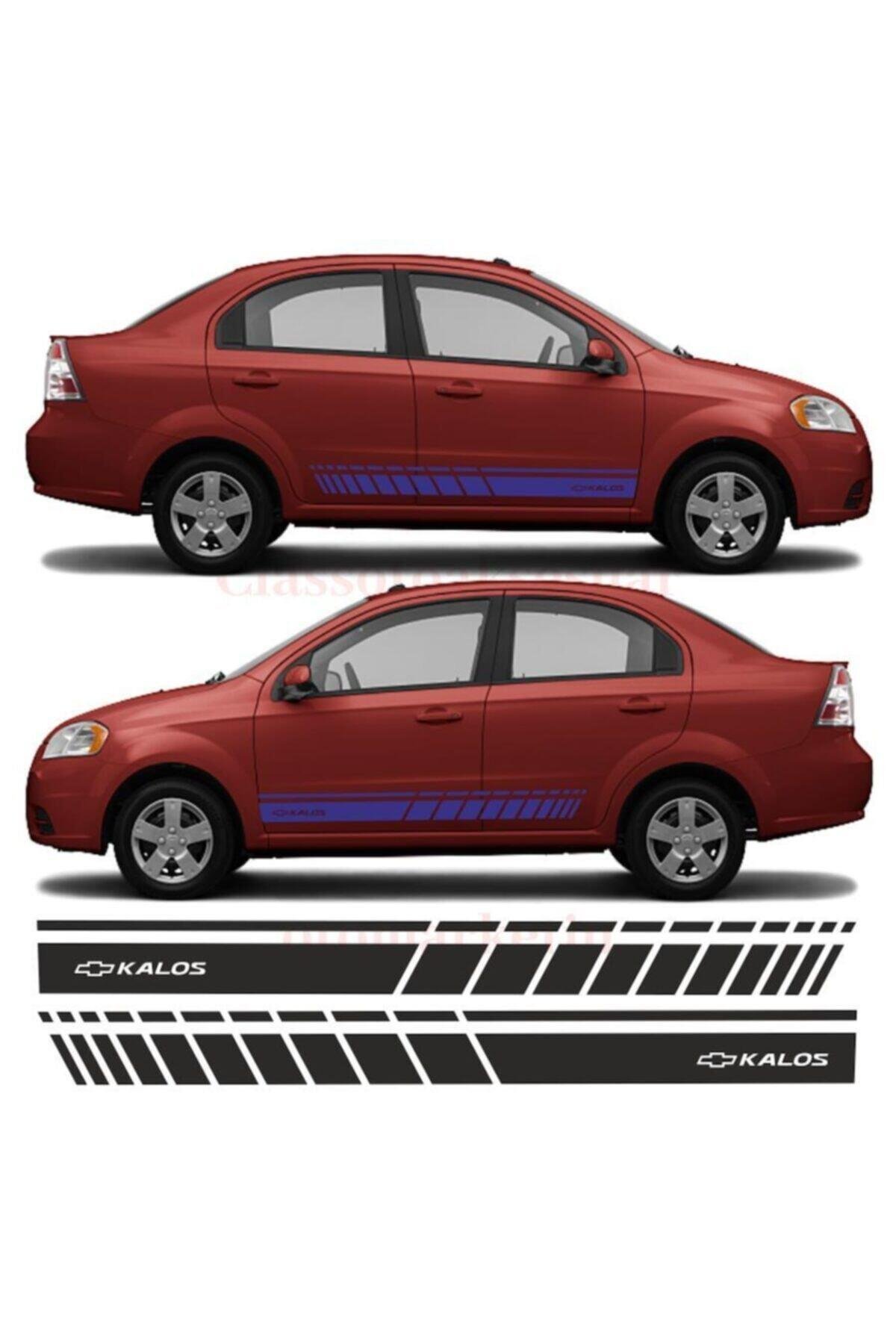 Chevrolet Kalos İçin şık tasarım karbon sticker seti Aksesuar Oto Yan Şerit özel yeni sticker