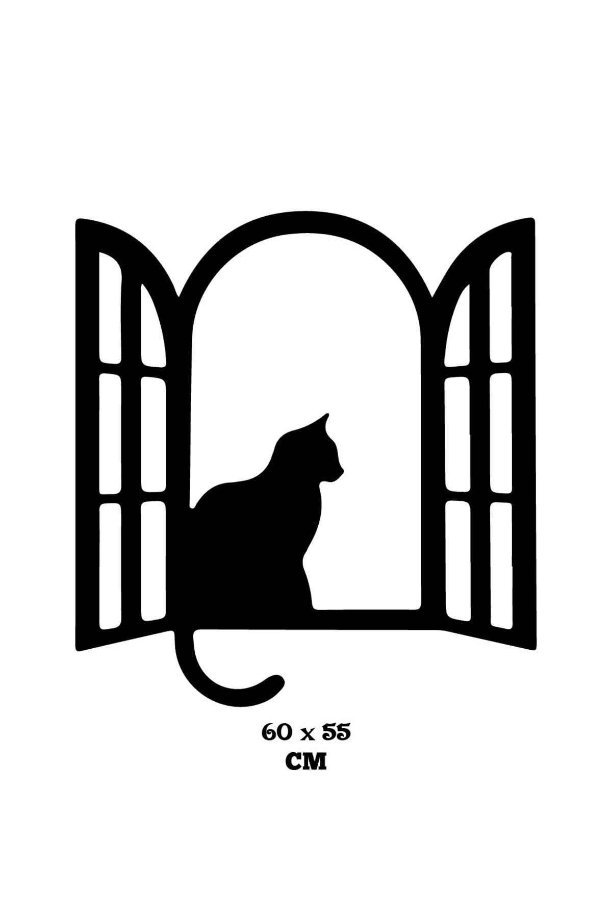 Çift Açılır Penceredeki Kedi Duvar özel yeni sticker Yapıştırma (SUDAN VE NEMDEN ETKİLENMEZ)