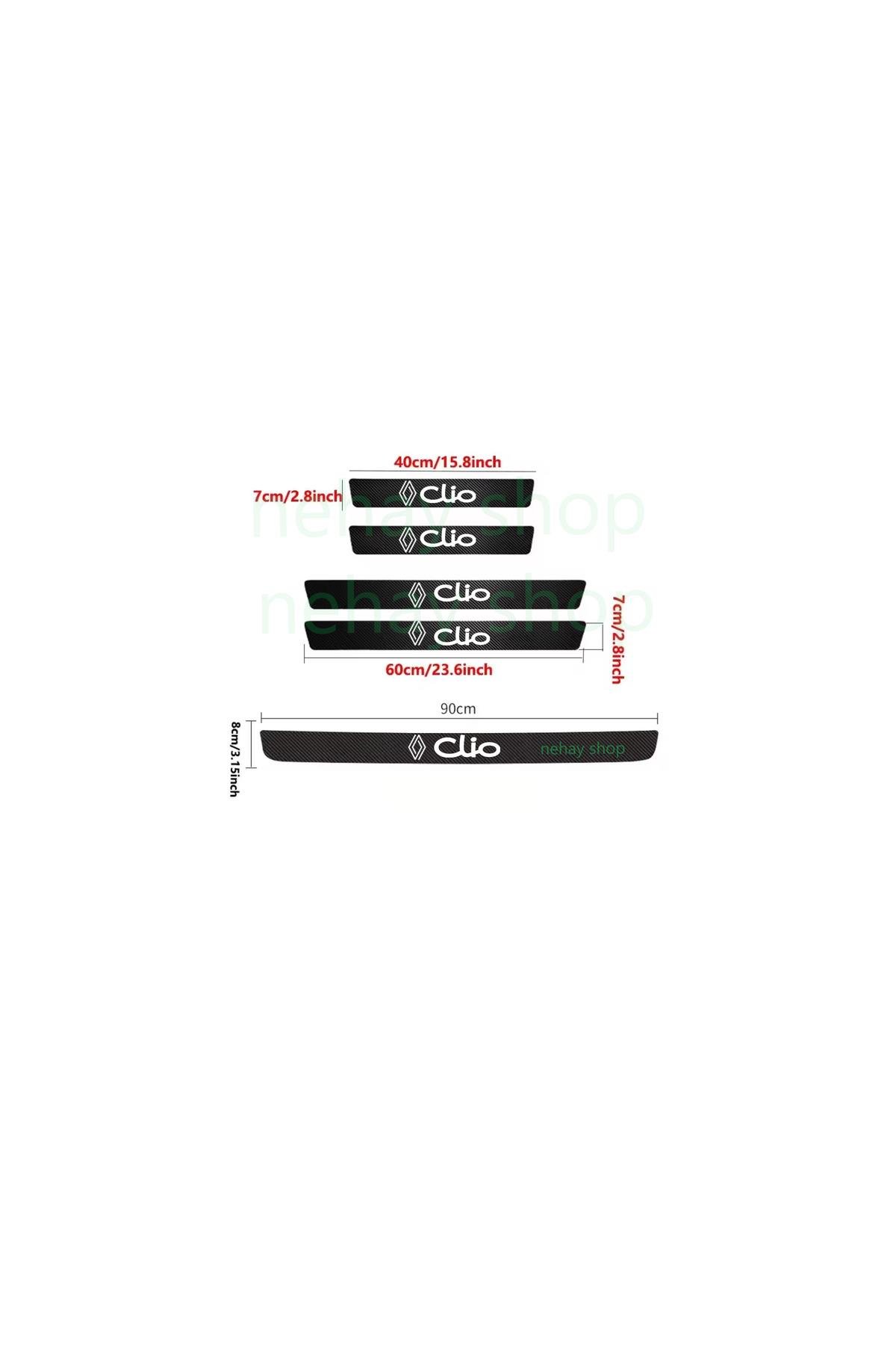 Clio Yeni Logo İçin ÖZEL uyumlu Oto Kapı eşikleri Sticker Karbon 5 Adet