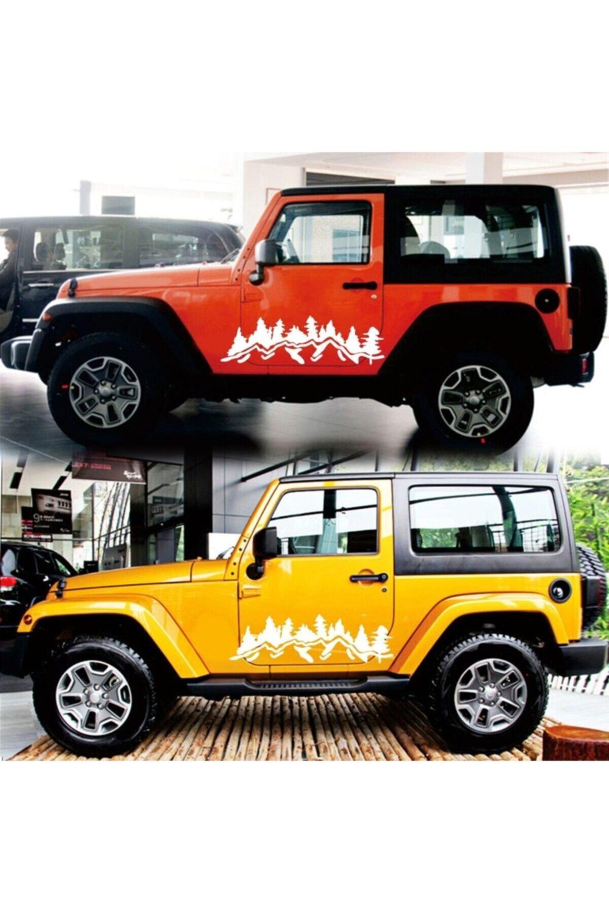 Dağ Orman Offroad Arazi Oto özel yeni sticker Beyaz 39*130 Cm