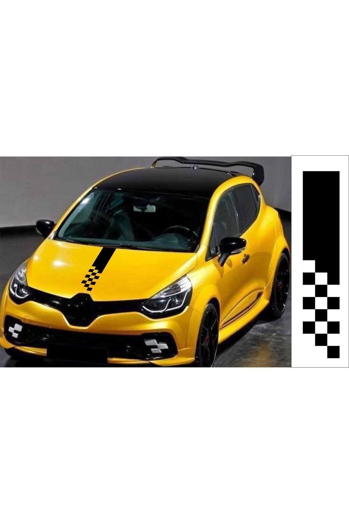 Damalı Spor Oto Kaput Şerit özel yeni sticker Universal 70*13 Cm