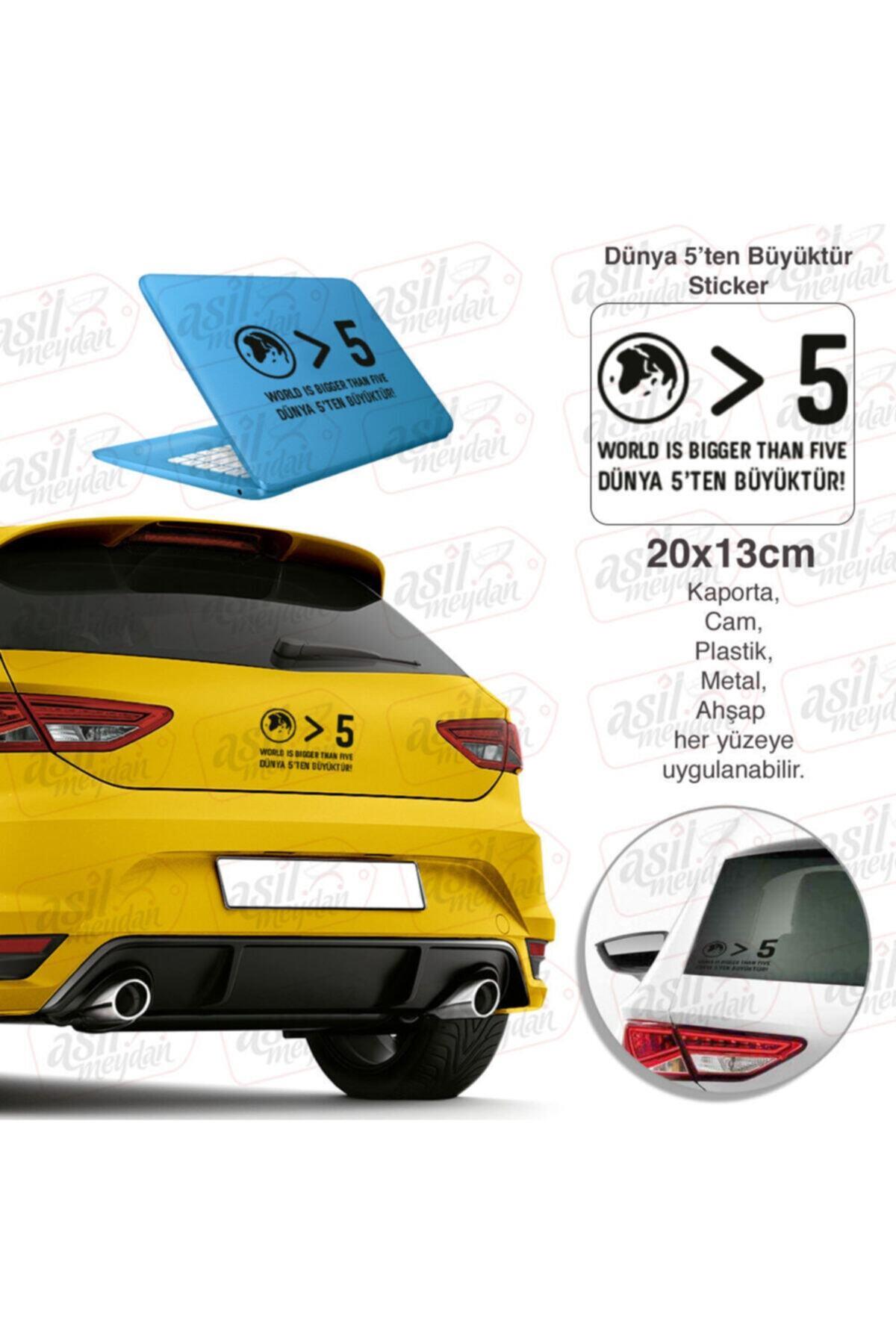 Dünya 5'Ten Büyüktür Tükçe Ingilizce Yazılı Siyah Oto özel yeni sticker 30*7,5 Cm