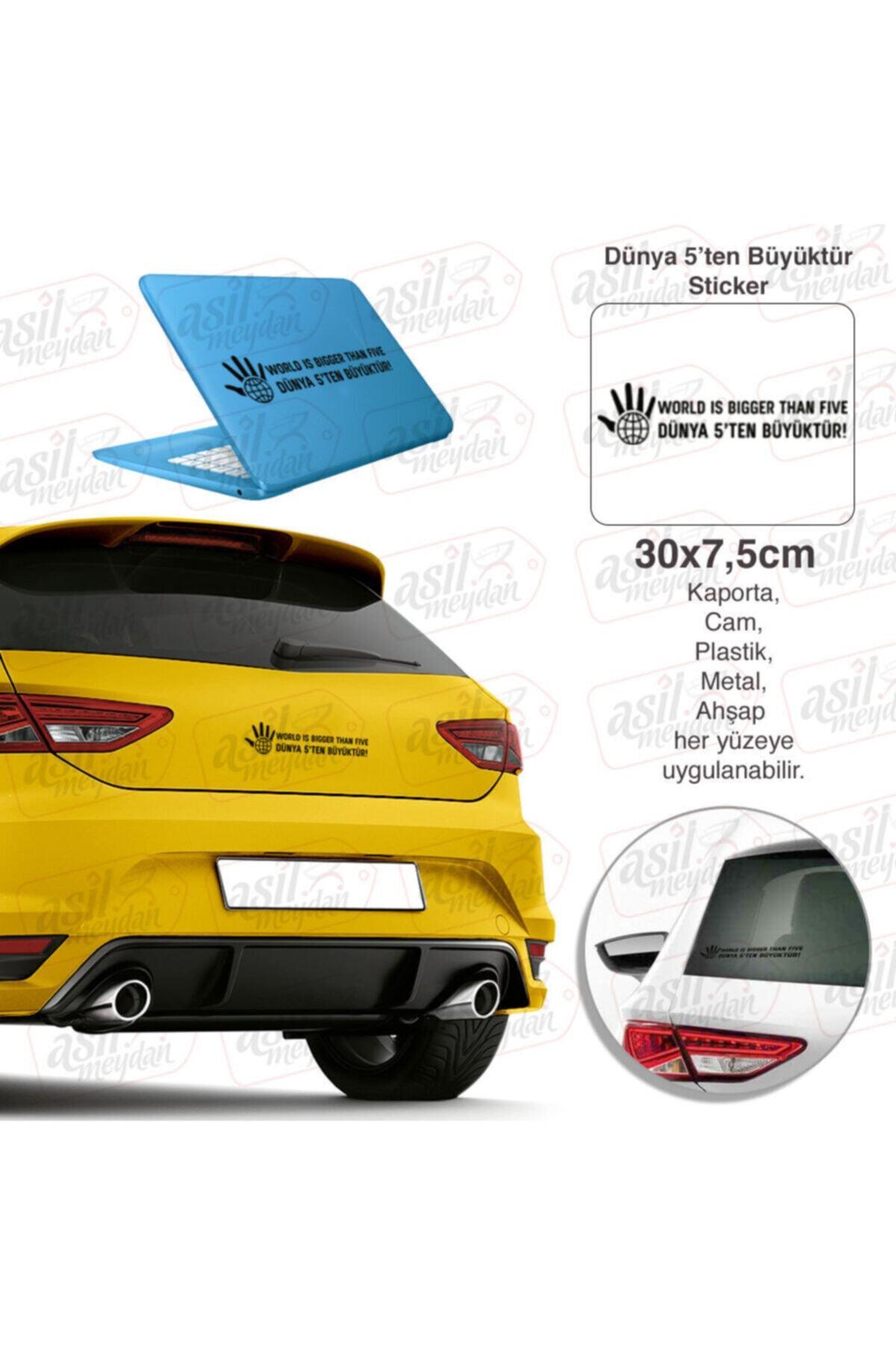 Dünya 5'Ten Büyüktür Tükçe Ingilizce Yazılı Siyah Oto özel yeni sticker 30*7,5 Cm