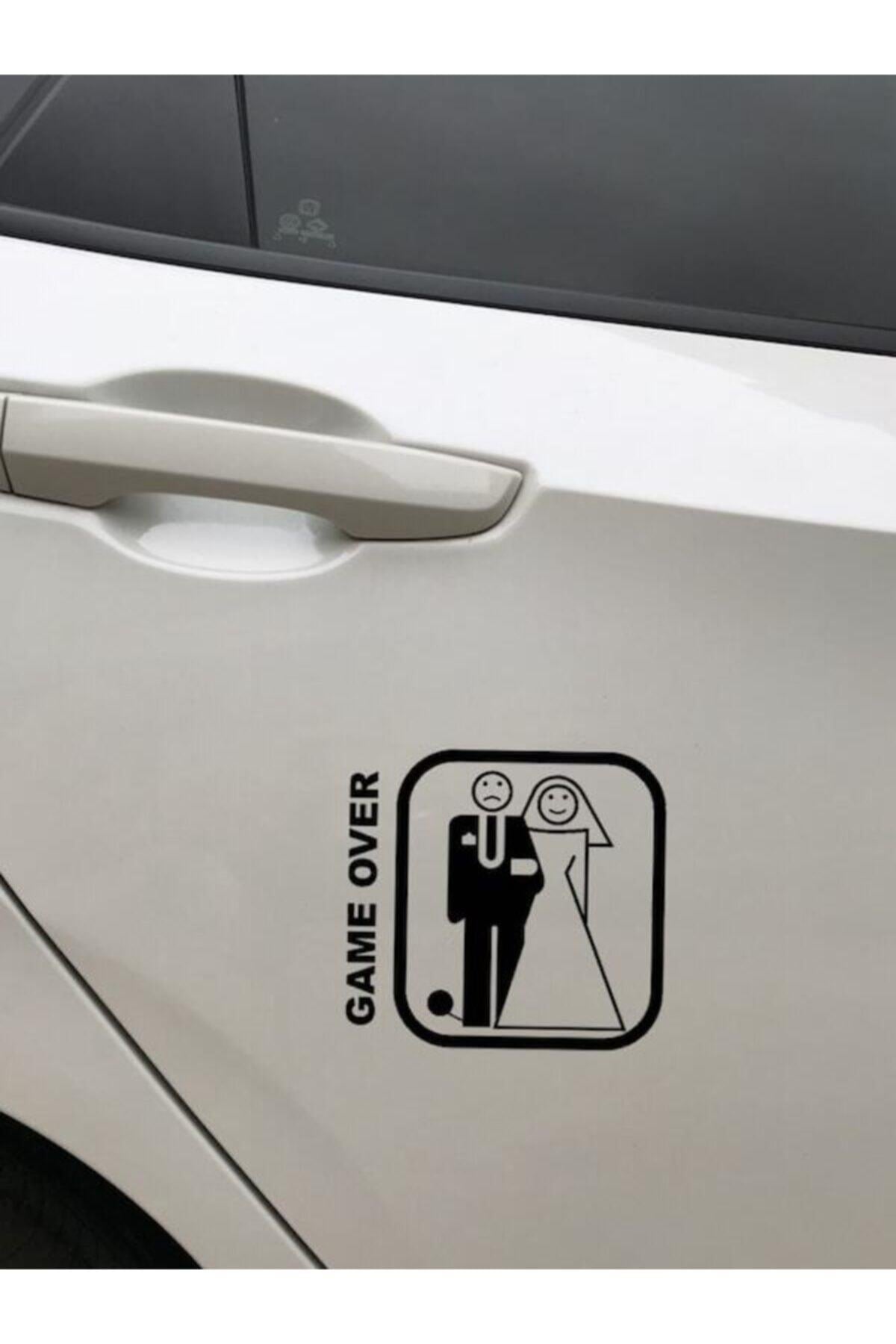 Game Over Evli Çift Oto özel yeni sticker 2 Adet 17*16 Cm