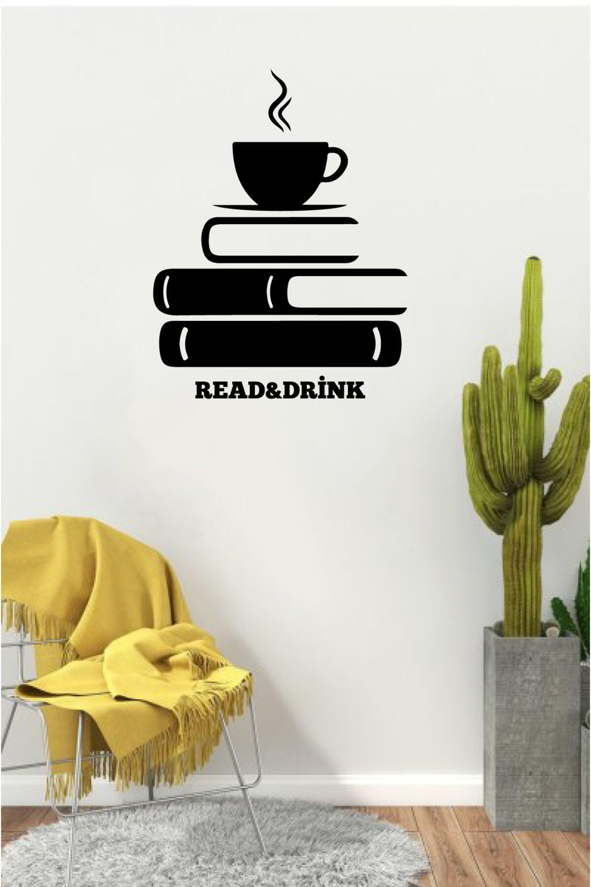 Kahve Ve Kitap Köşesi Duvar özel yeni sticker Yapıştırma (SUDAN VE NEMDEN ETKİLENMEZ)
