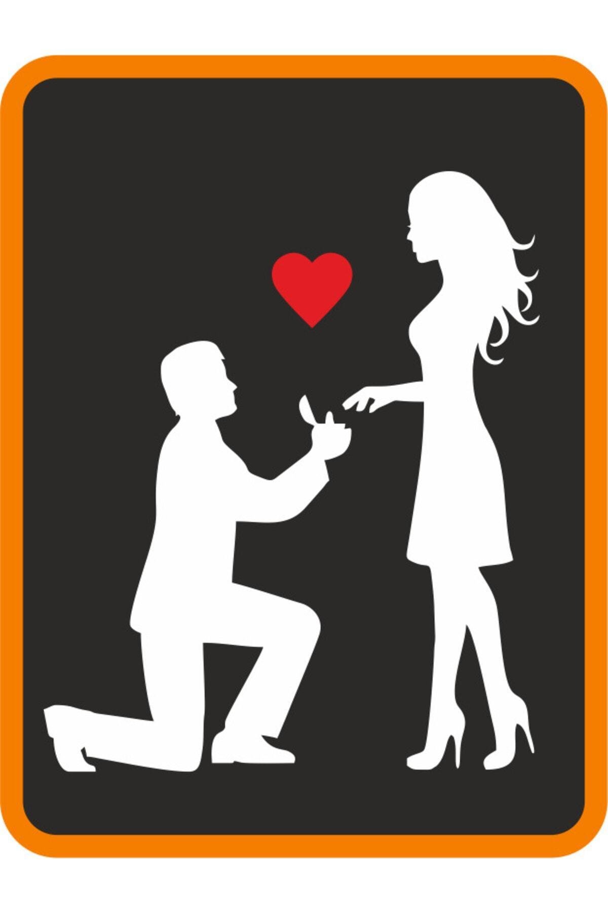 Kalpli Sevgiliye Teklif Oto özel yeni sticker Beyaz 24*20 Cm