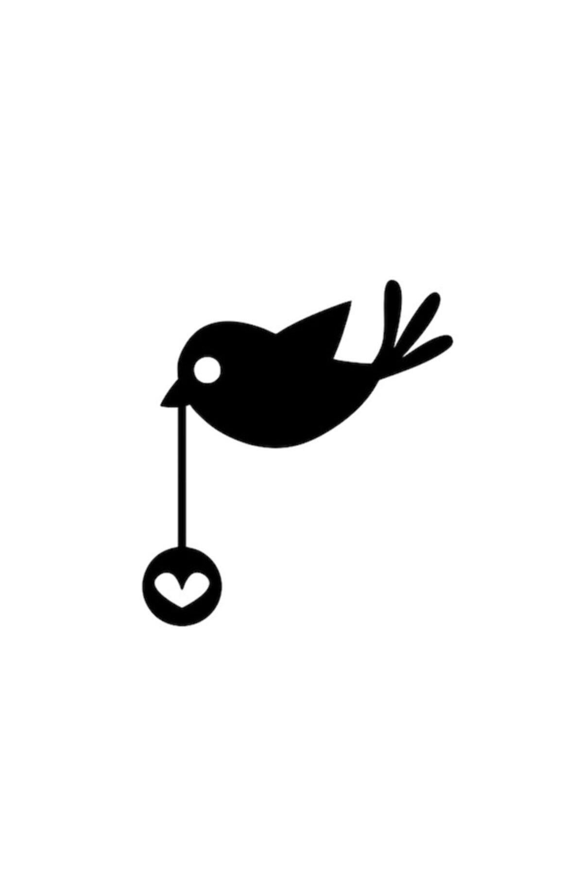 Karikatür Küçük Kuş Tasarım Oto Cam özel yeni sticker Siyah 13*15 Cm