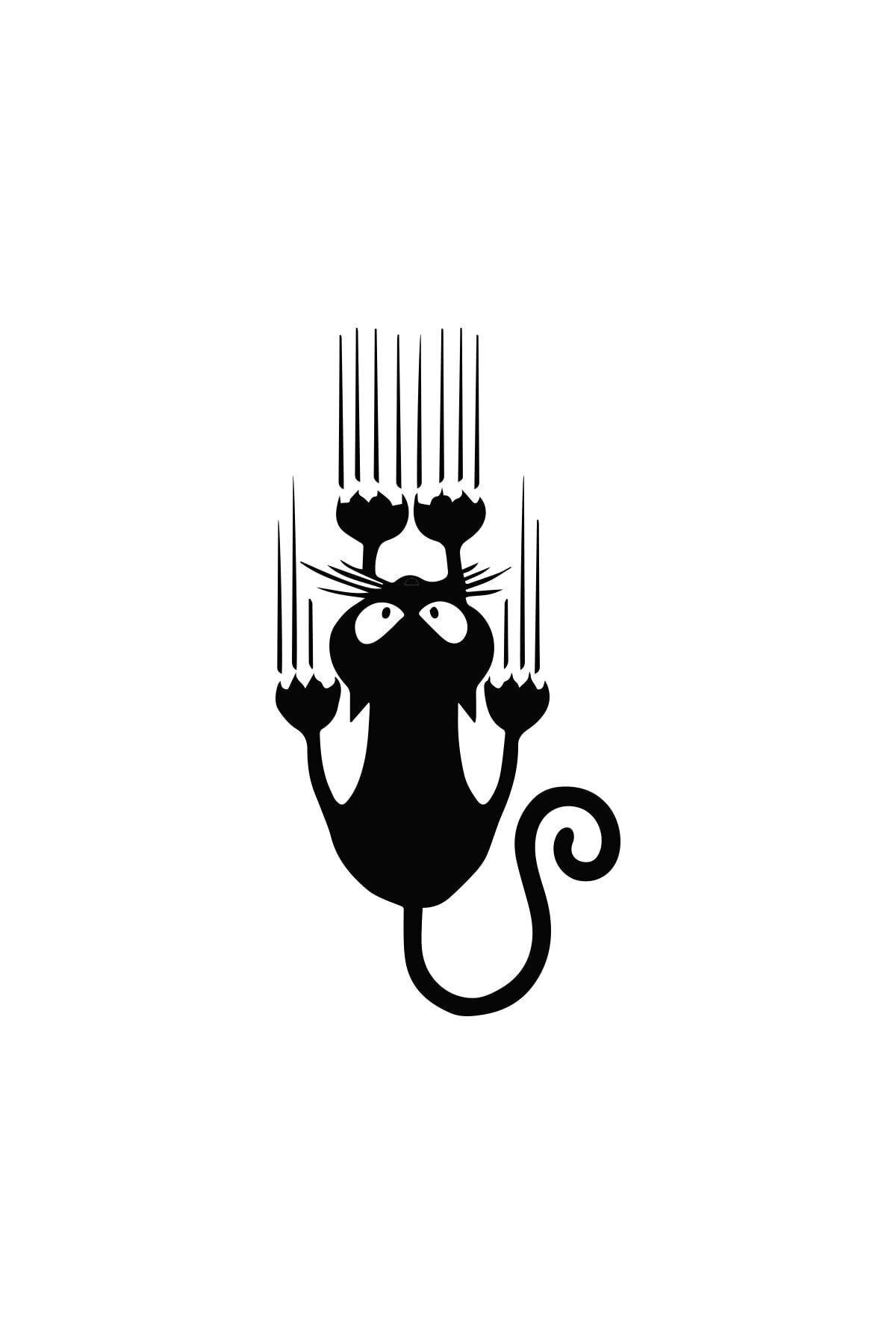 Kayan Kedi Oto özel yeni sticker Siyah 11X23Cm