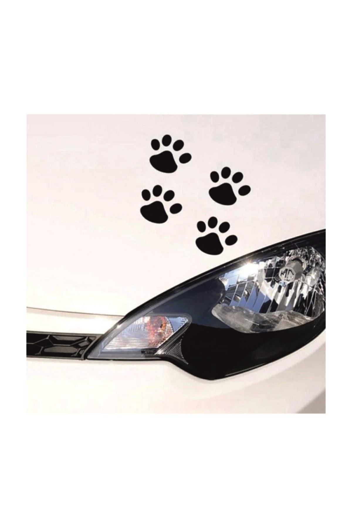 Kedi Pati İzi Oto özel yeni sticker Siyah 8 Adet 15*15 Cm