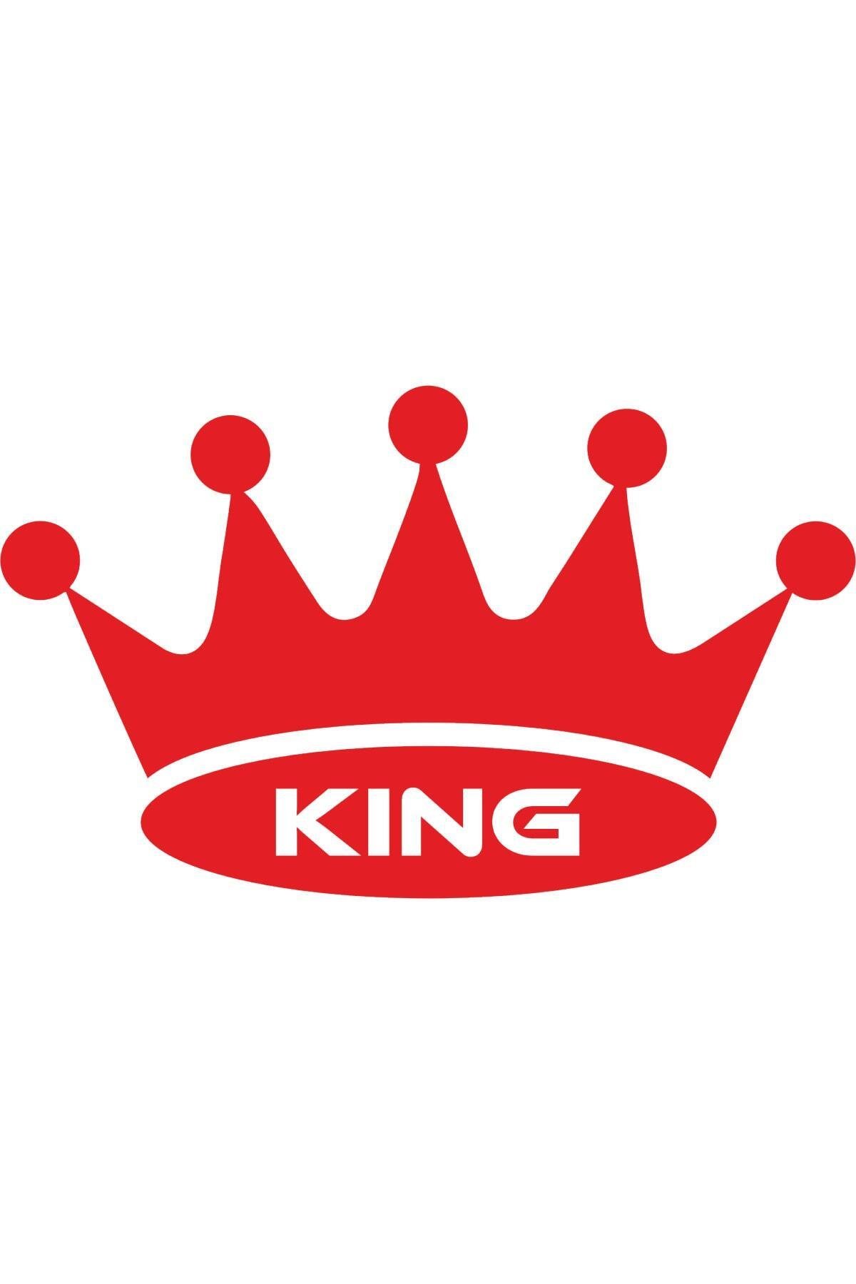 King Yazılı Kral Tacı Oto özel yeni sticker Kırmızı 21*13 Cm