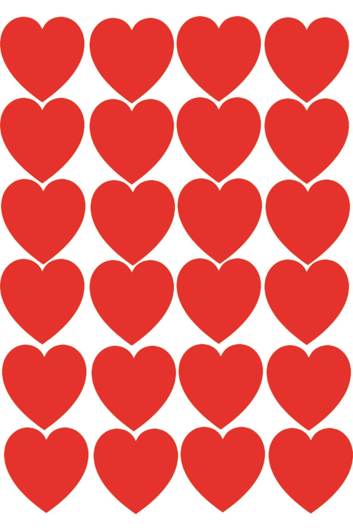 Kırmızı Kalp özel yeni sticker 24 Adet 5X5 cm