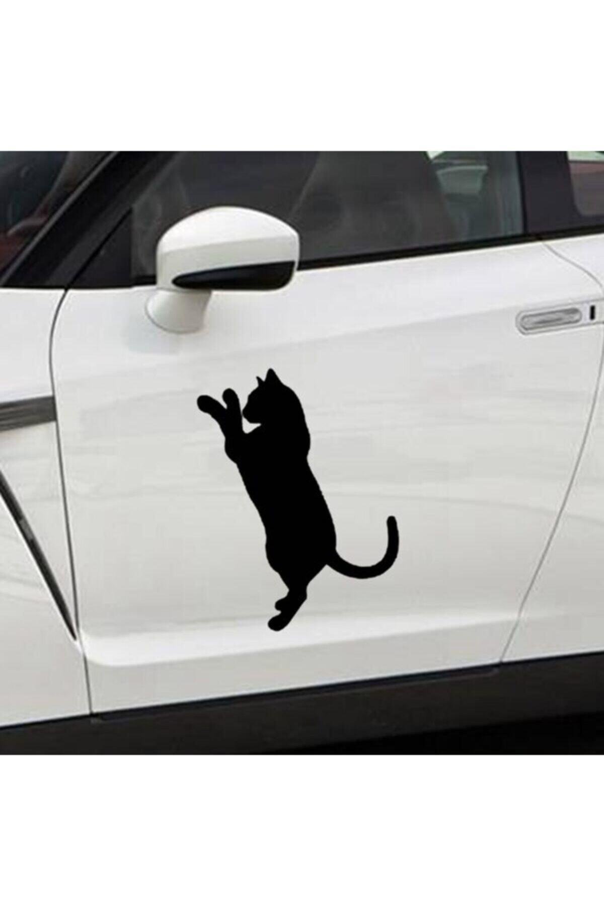 Komik Kedi Tasarım Çıkarılabilir Su Geçirmez Oto özel yeni sticker 2 Parça 14*18 Cm