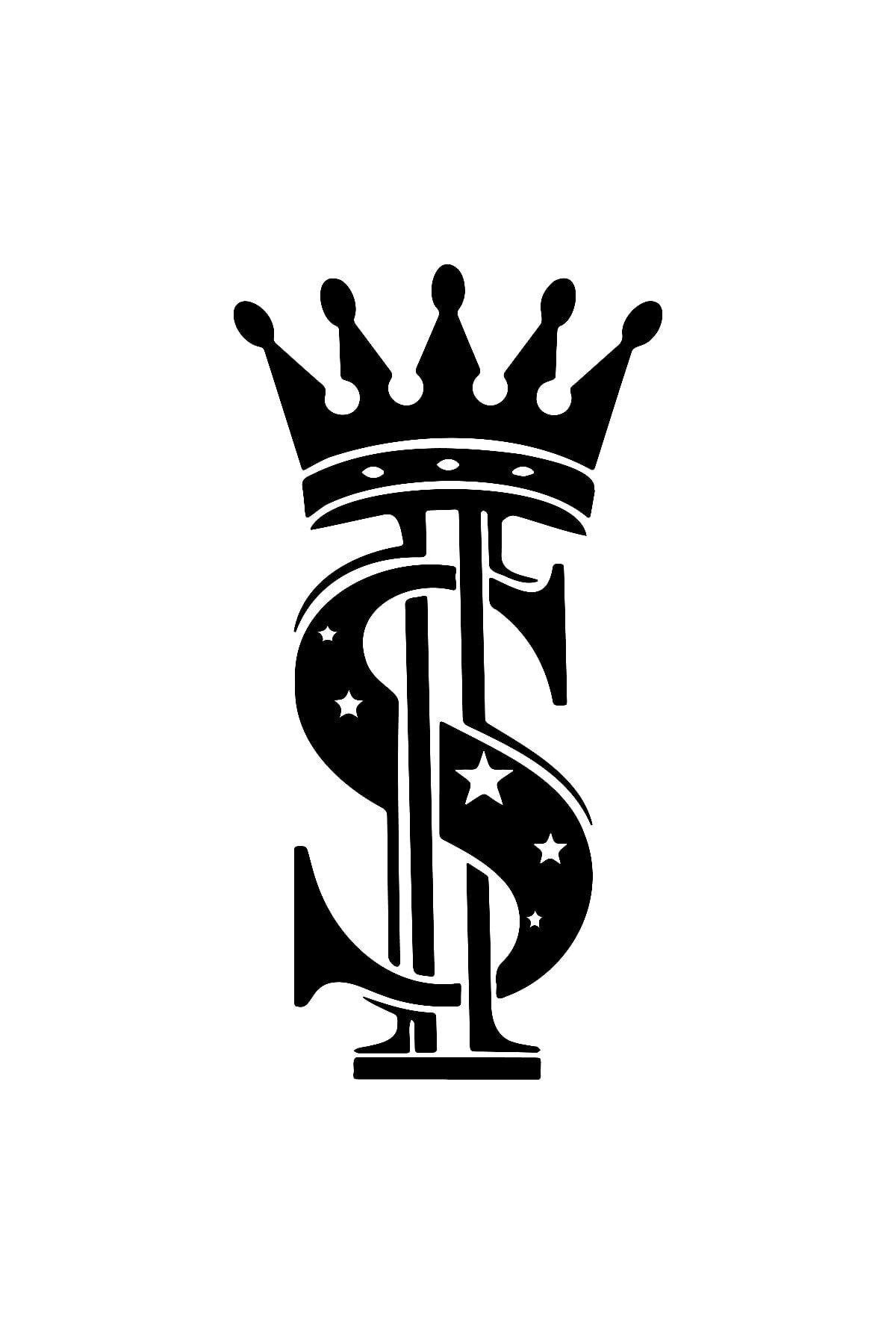 Kral Taçlı Dolar Işareti Oto özel yeni sticker Siyah 20*12 Cm