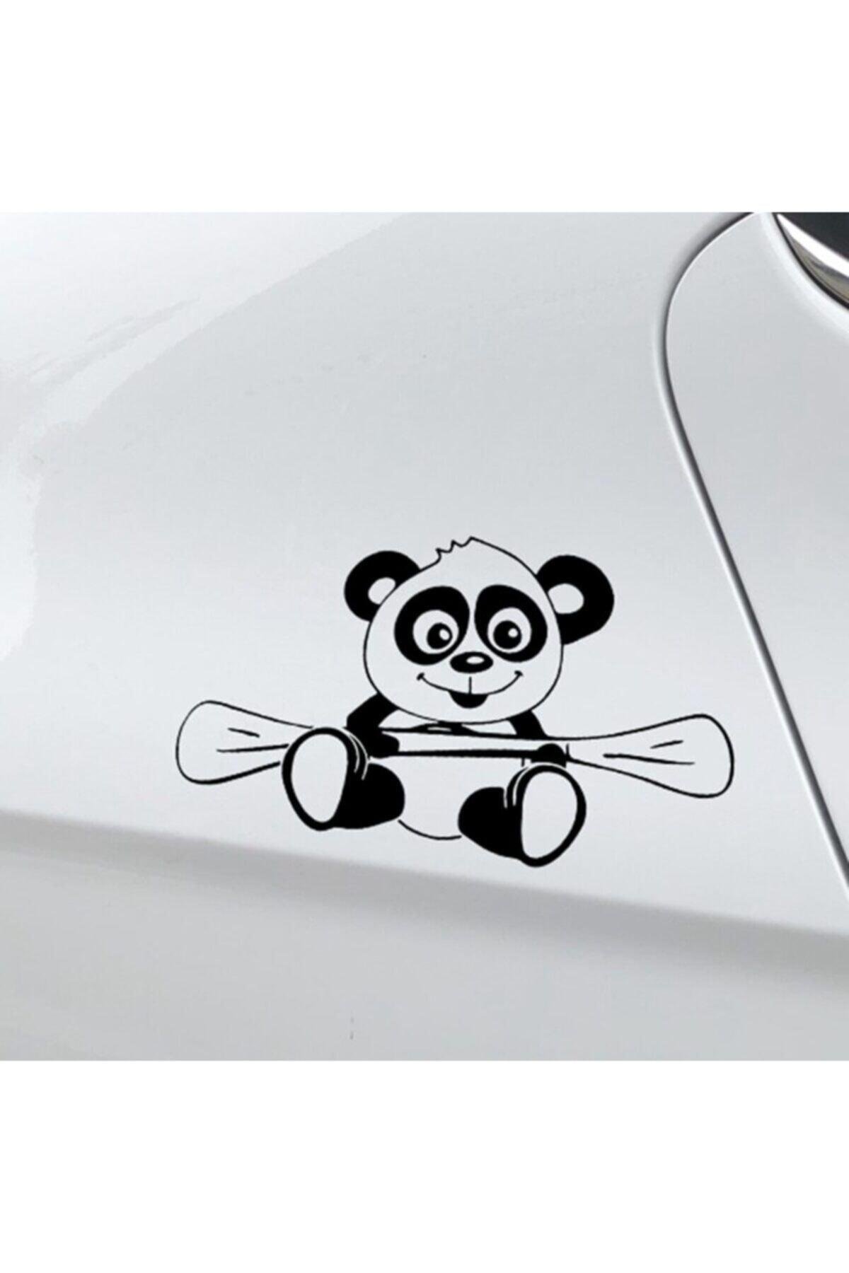Kürek Çeken Panda Tasarım Oto özel yeni sticker Siyah