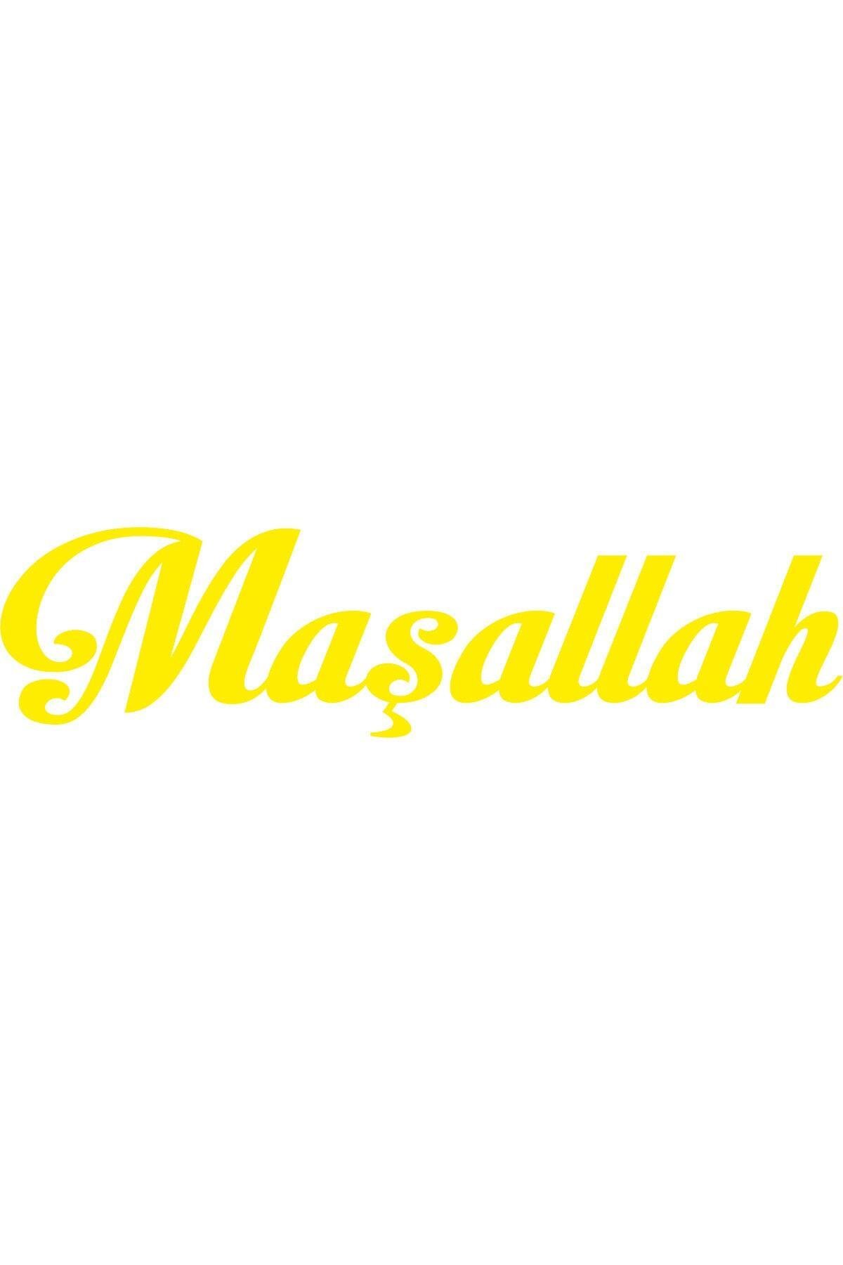 Maşallah Yazısı Oto özel yeni sticker Sarı 24*4 Cm