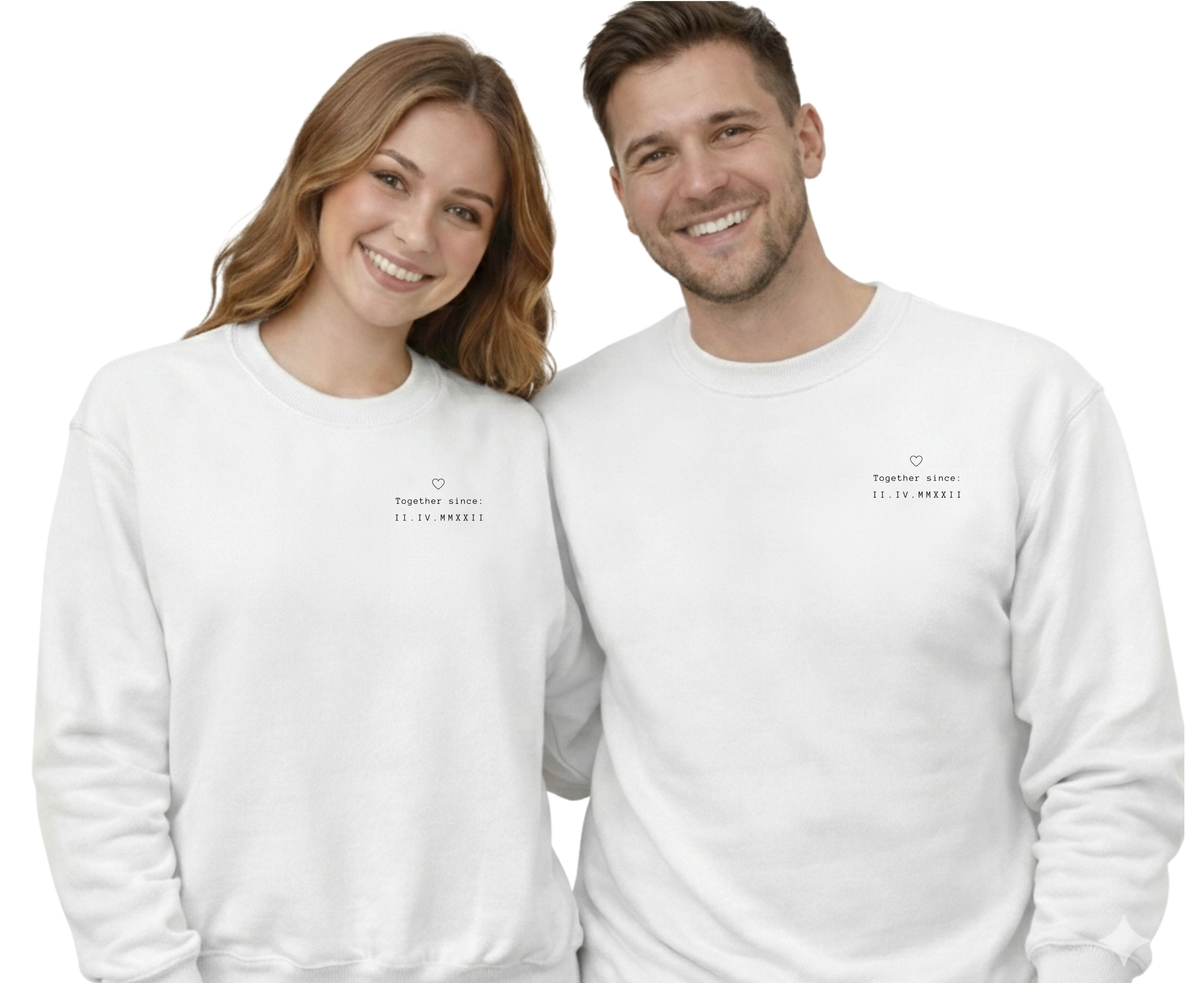 Minimalist Tasarım Tarih Nakışlı Sevgili Sweatshirtleri