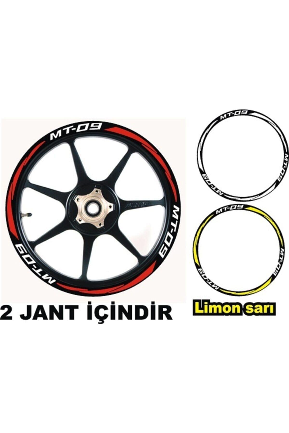 motosiklet Jant Şeridi Yamaha Mt 09 Beyaz Yazı Kırmızı Şerit Sağ-Sol/Ön-Arka