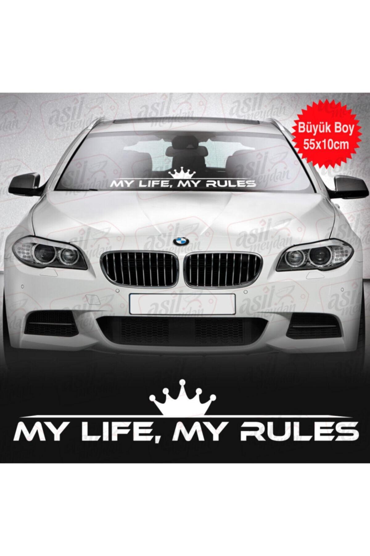 My Life My Rules Ön Cam Oto özel yeni sticker Beyaz 55*10 Cm