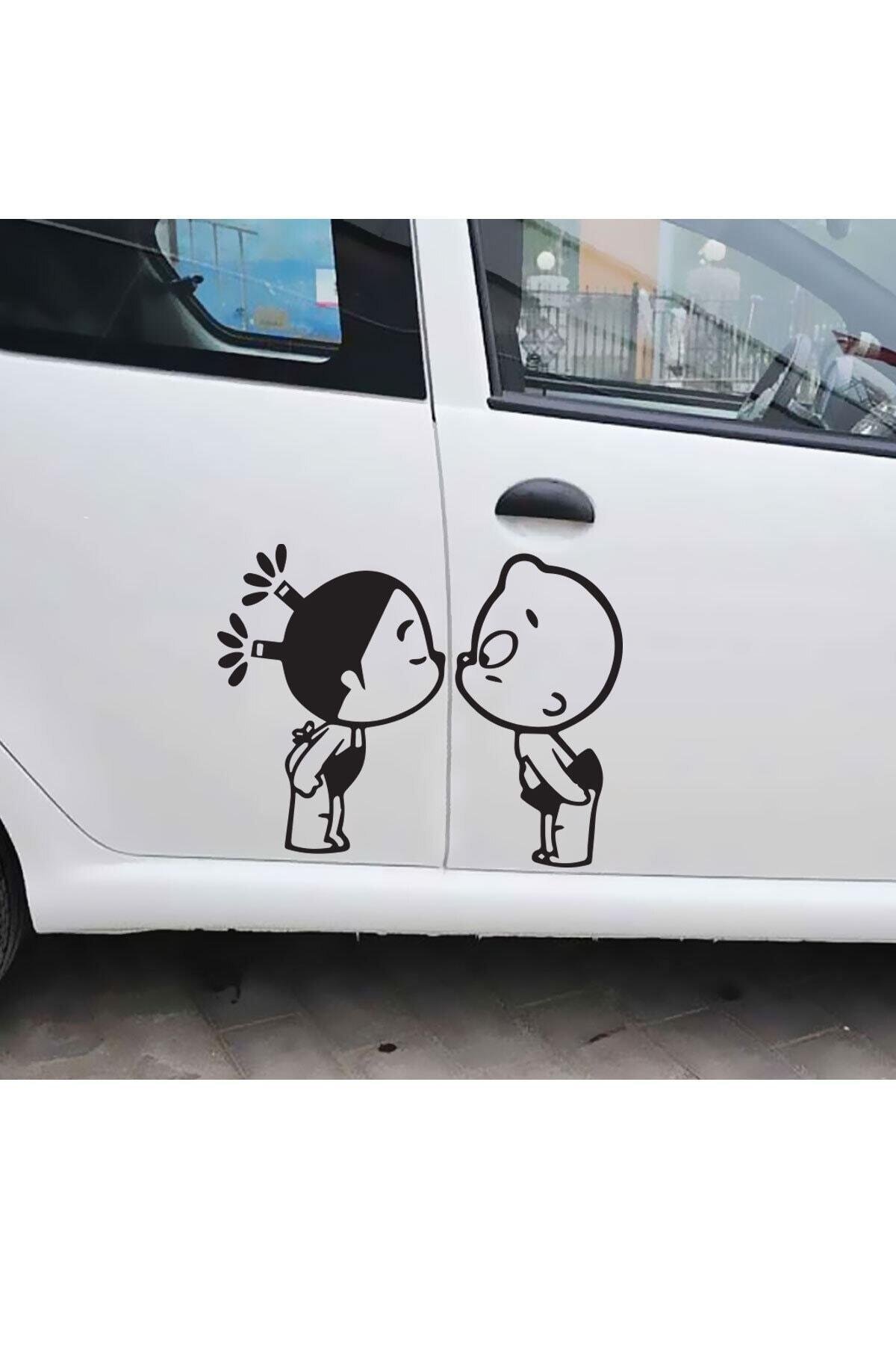 Öpüşen Çocuklar Tasarım Oto özel yeni sticker 36 Cm