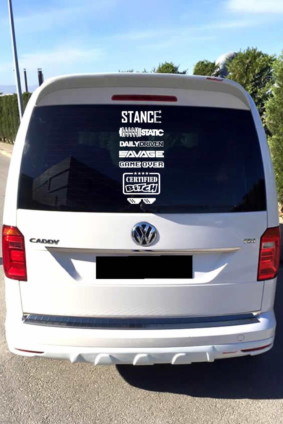 Oto Arka Cam özel yeni sticker Model 23 İngilizce Beyaz 40*20 Cm