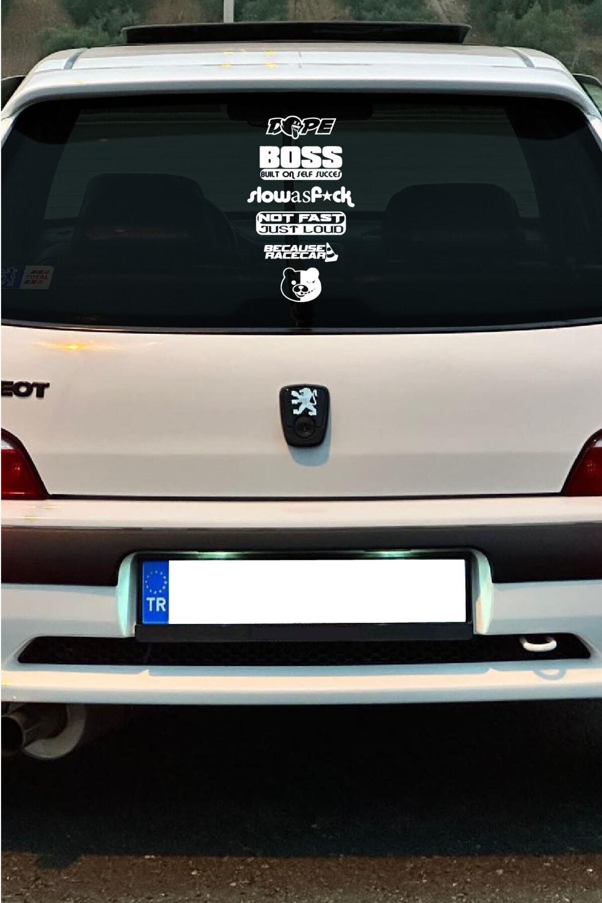 Oto Arka Cam özel yeni sticker Model 46 İngilizce Beyaz 40*20 Cm