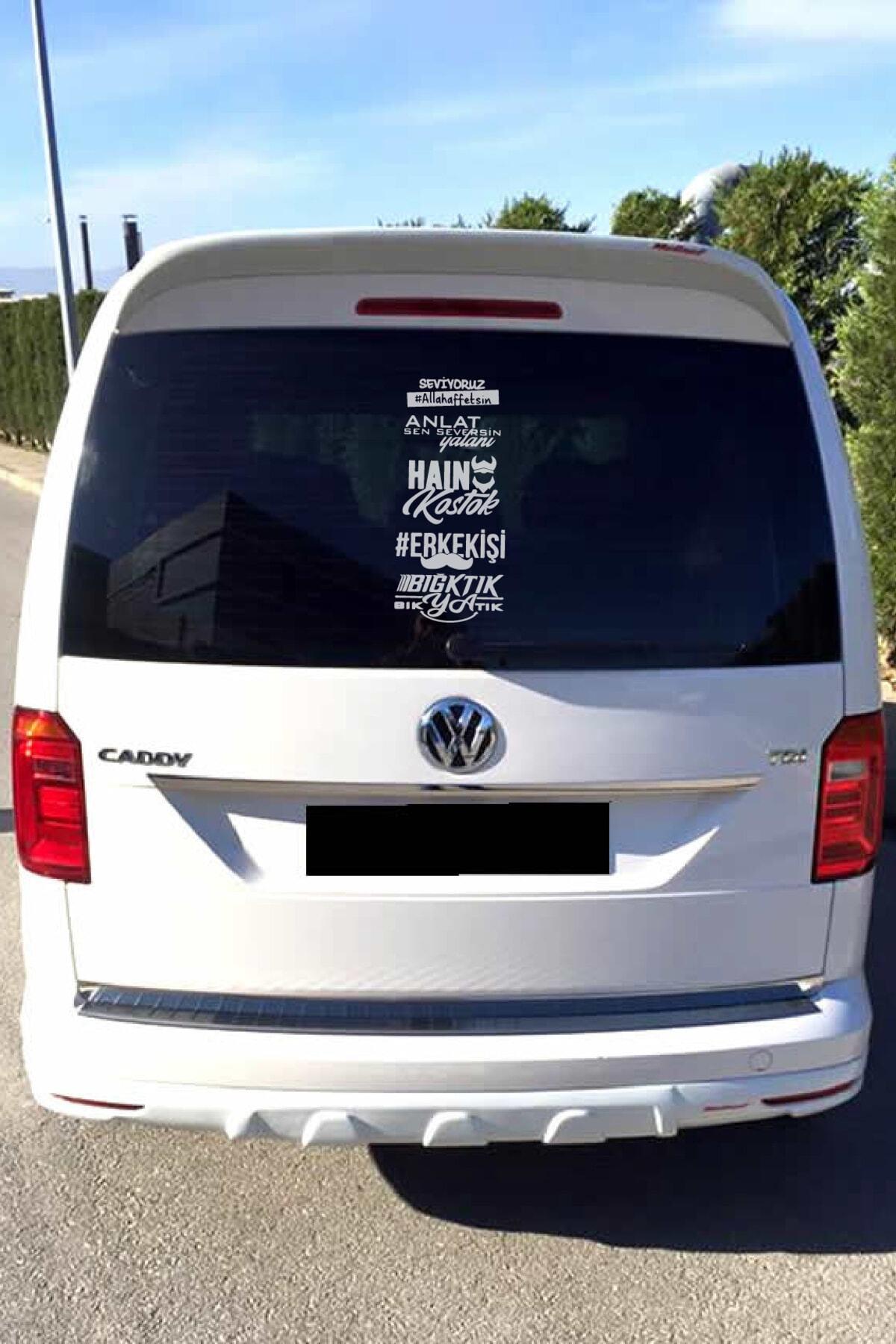 Oto Arka Cam özel yeni sticker Model 43 Beyaz 40*20 Cm
