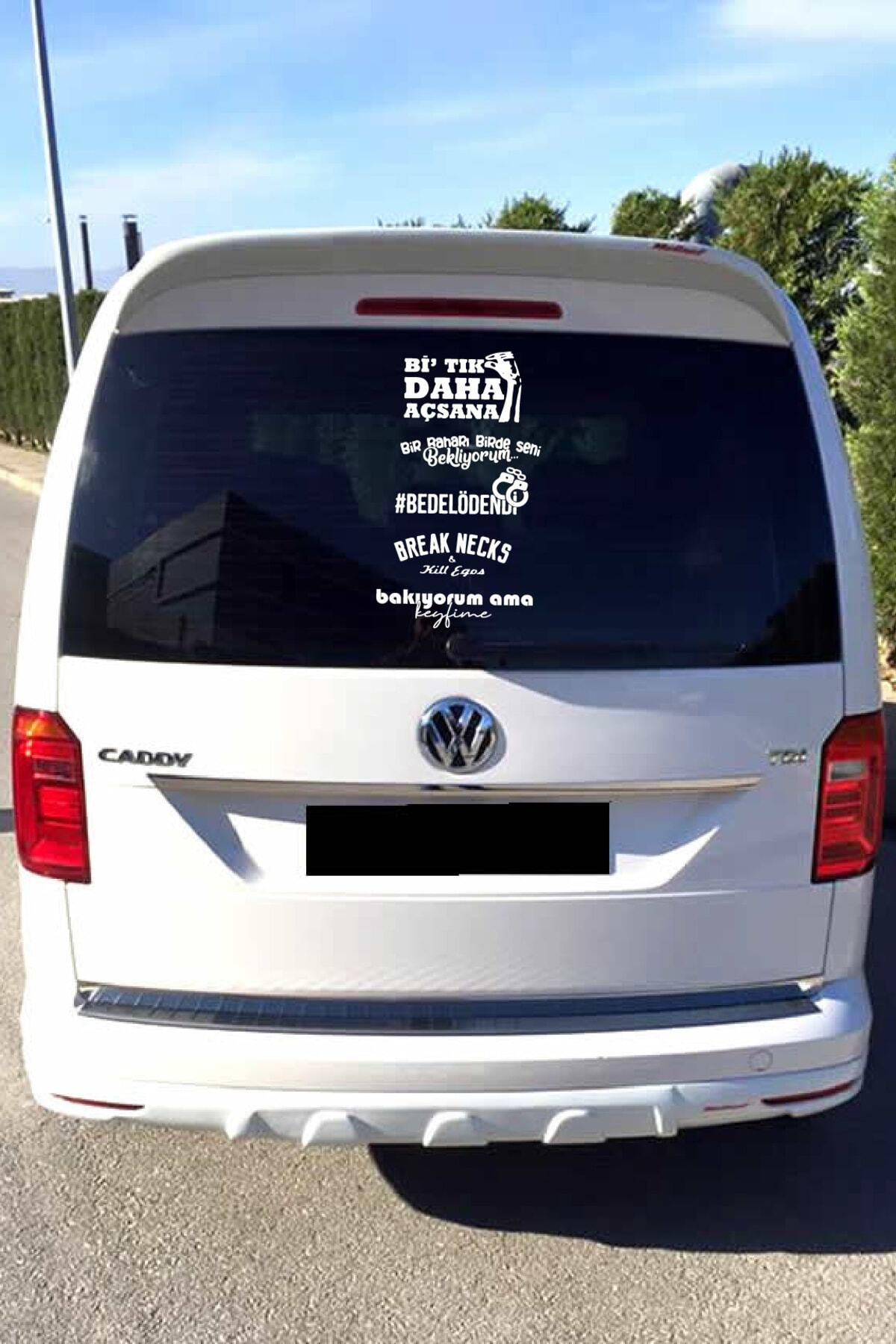 Oto Arka Cam özel yeni sticker Model 53 Beyaz 40*20 Cm