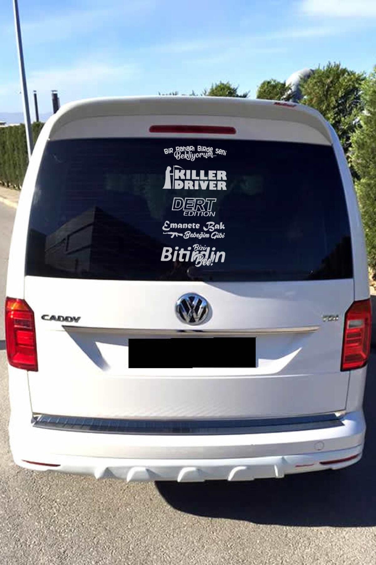 Oto Arka Cam özel yeni sticker Model 54 Beyaz 40*20 Cm