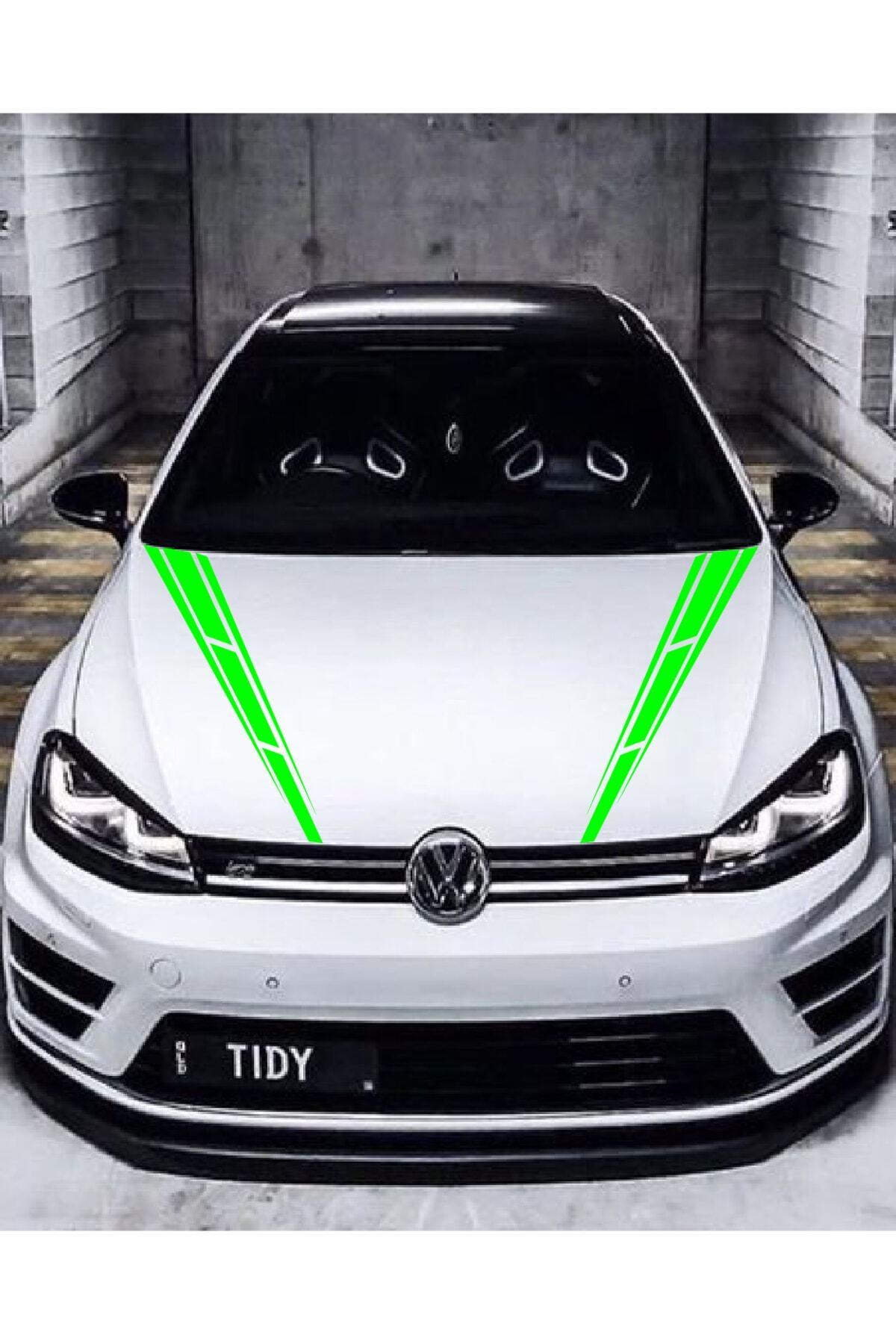 Oto Kaput özel yeni sticker Çift Şerit 2 Adet Yeşil 10*60 Cm