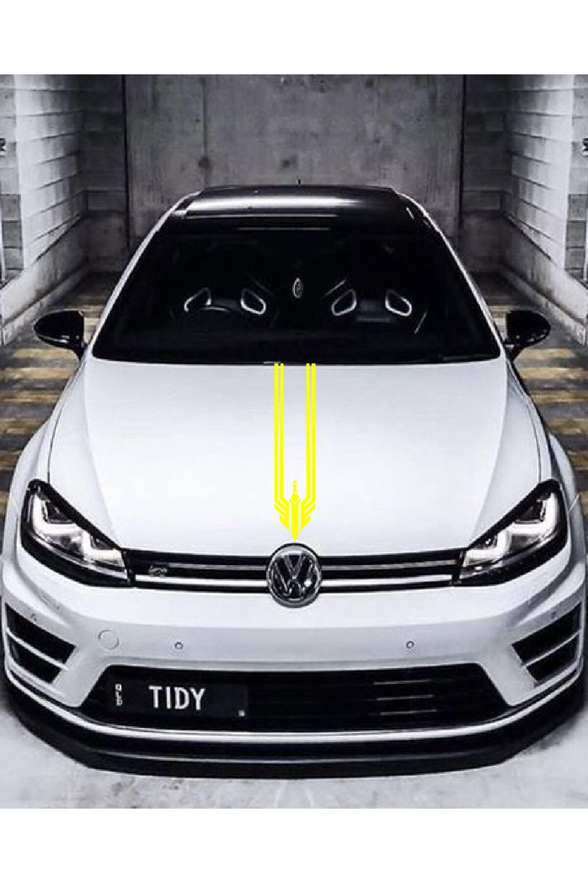 Oto Kaput özel yeni sticker Üçgen Damga Sarı 12*60 Cm