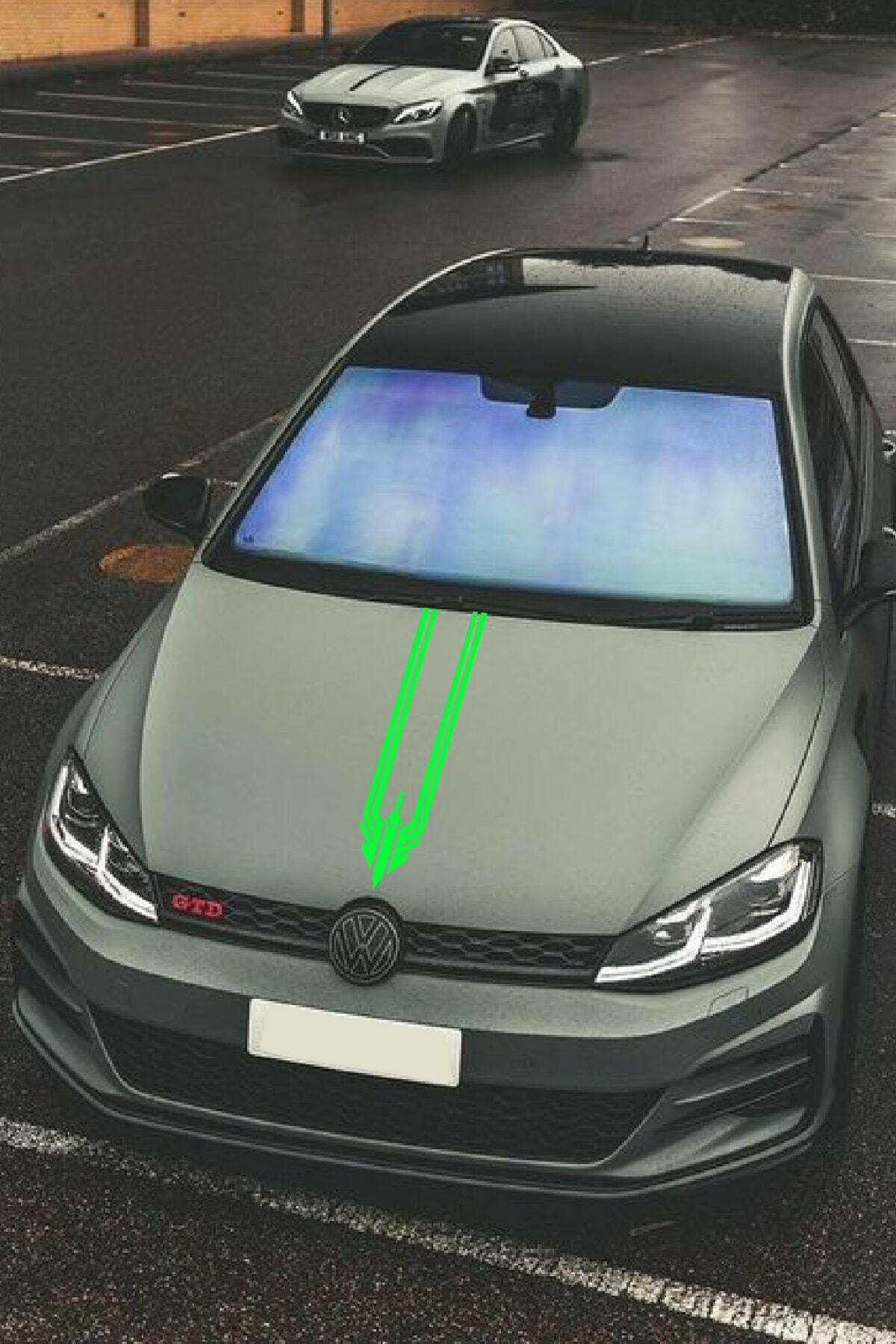 Oto Kaput özel yeni sticker Üçgen Damga Yeşil 12*60 Cm