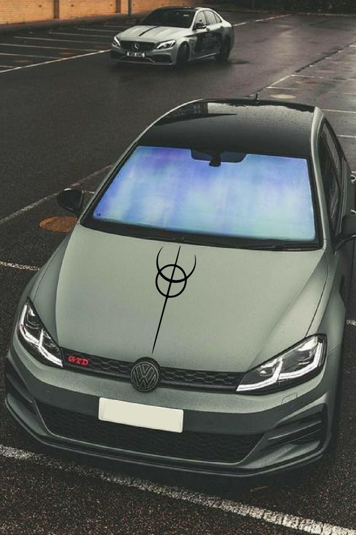 Oto Kaput Şerit özel yeni sticker Dönence Daire Tasarım Siyah 20*60 Cm