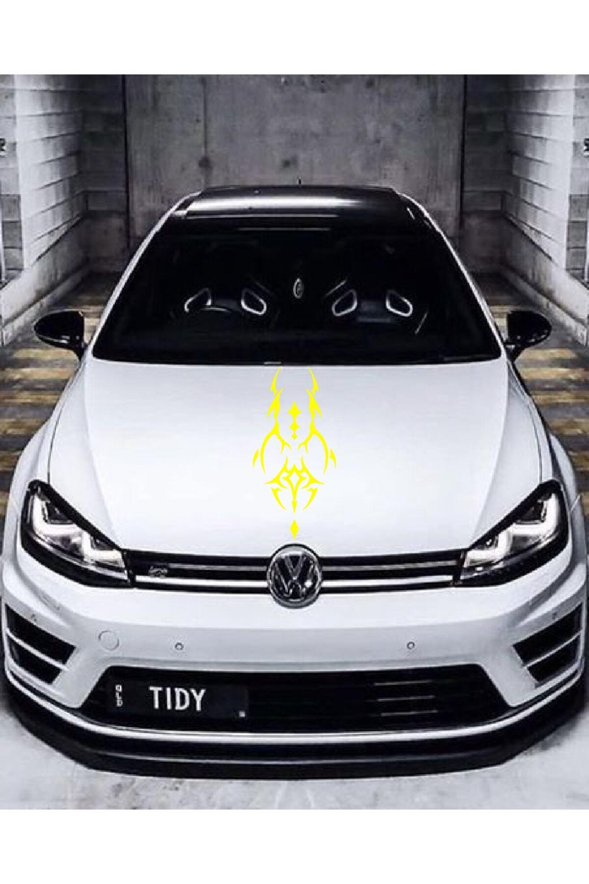 Oto Kaput Şerit özel yeni sticker Dövme Tasarımlı Sarı 25*60 Cm