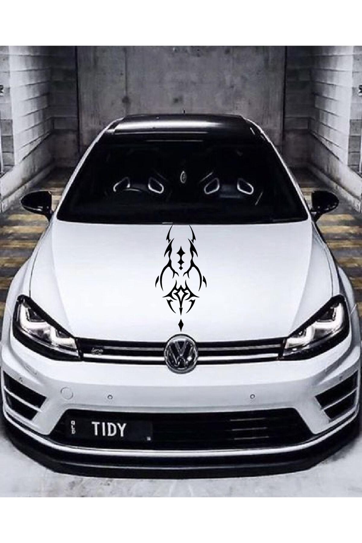 Oto Kaput Şerit özel yeni sticker Dövme Tasarımlı Siyah 25*60 Cm