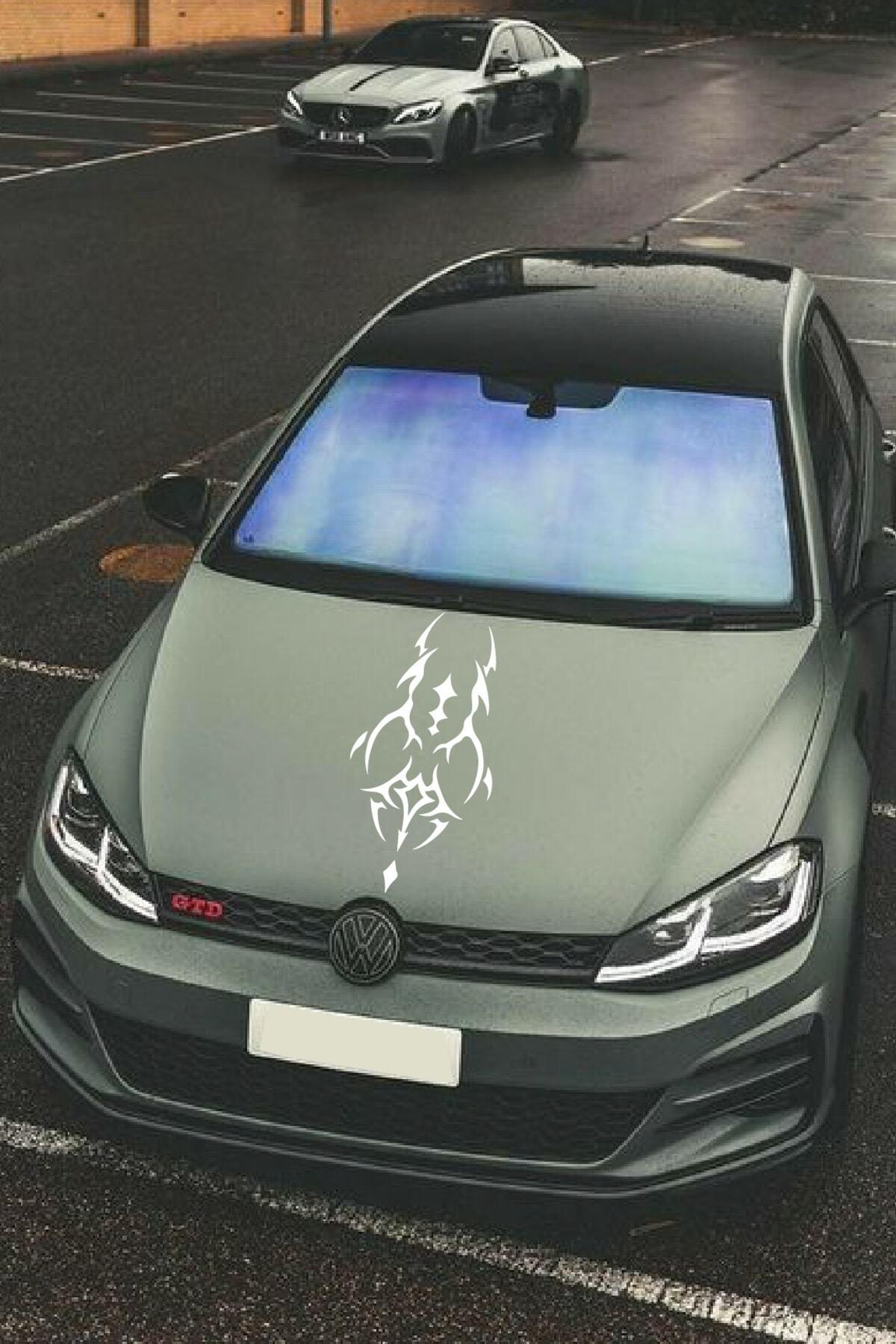 Oto Kaput Şerit özel yeni sticker Dövme Tasarımlı Beyaz 25*60 Cm