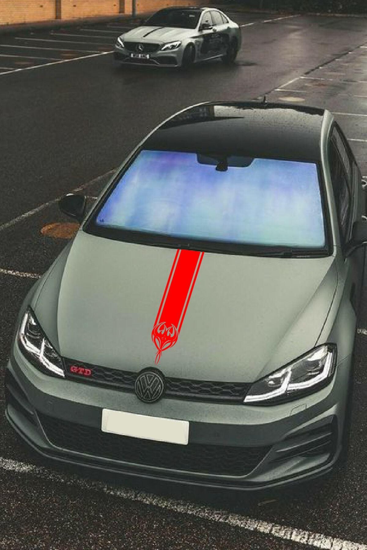 Oto Kaput Şerit özel yeni sticker Kılçık Tasarımlı Kırmızı 15*60 Cm