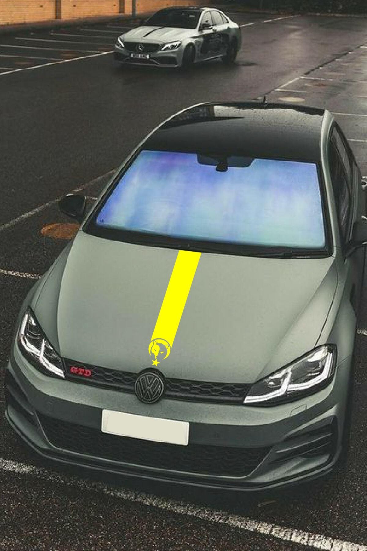 Oto Kaput Şerit özel yeni sticker Kurt Ve Ay Yıldız Tasarımlı Yeşil 12*60 Cm