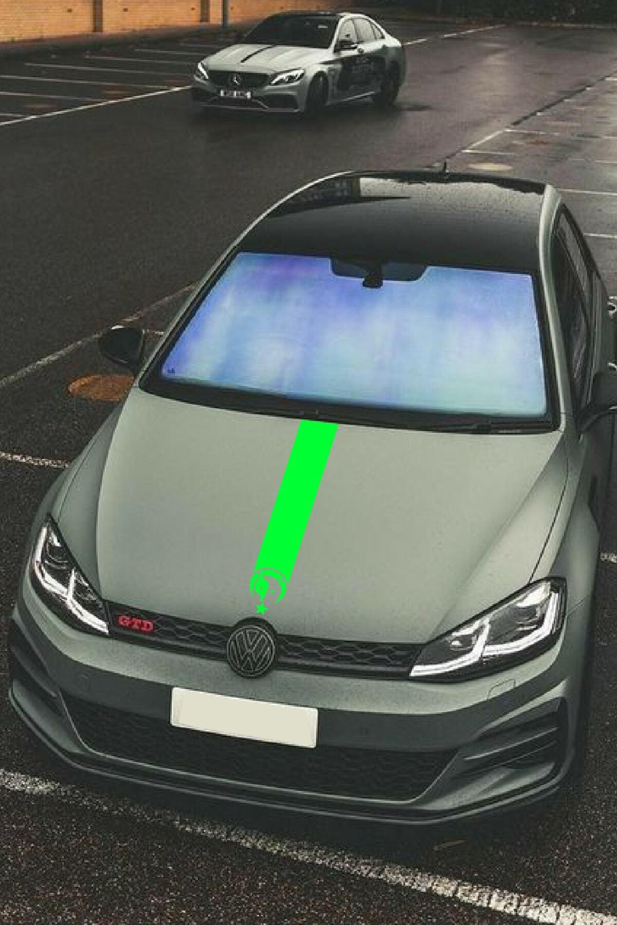 Oto Kaput Şerit özel yeni sticker Kurt Ve Ay Yıldız Tasarımlı 12*60 Cm