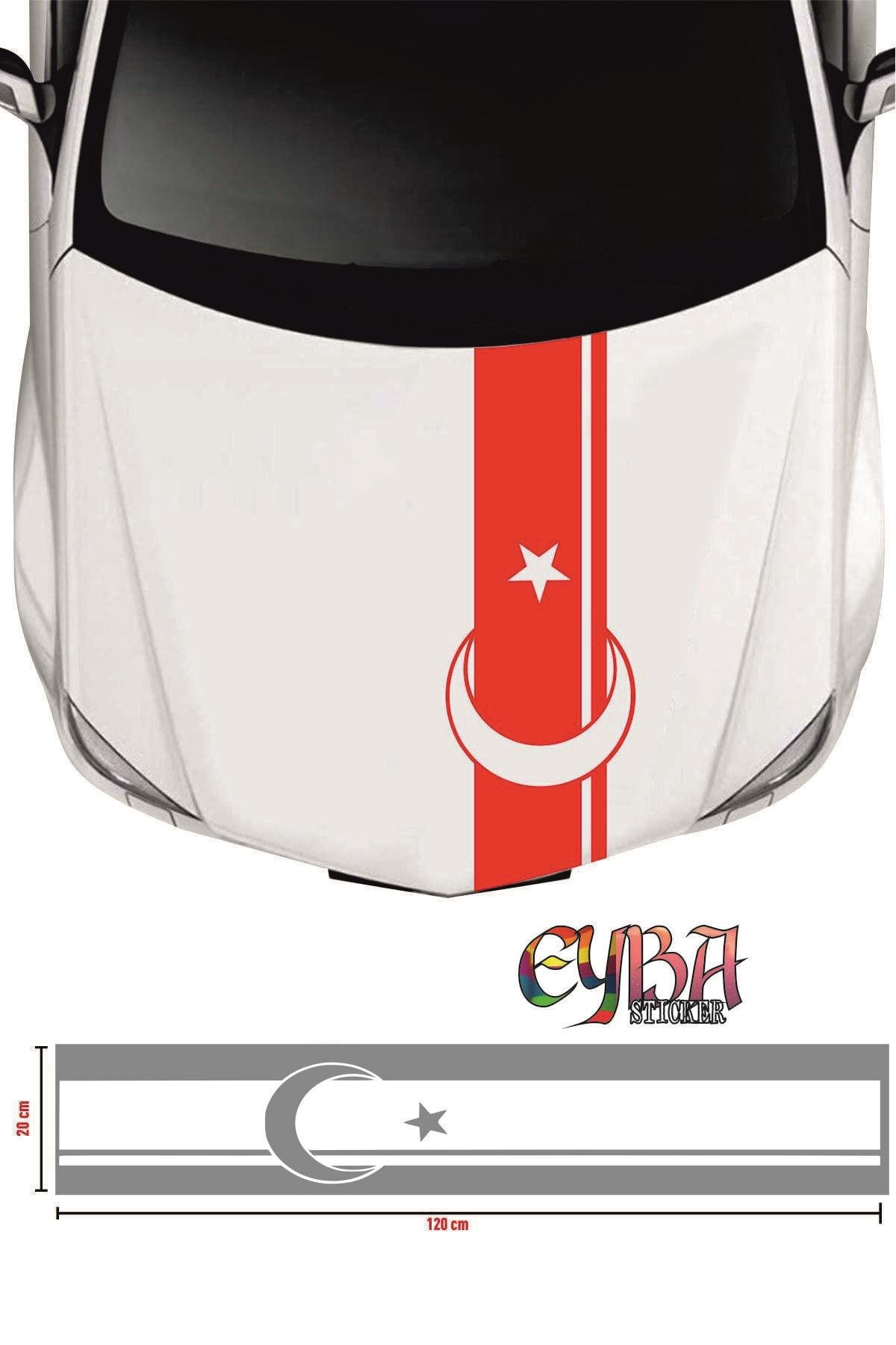 Oto Ön Kaput Ay Yıldız Şerit özel yeni sticker 118*20Cm