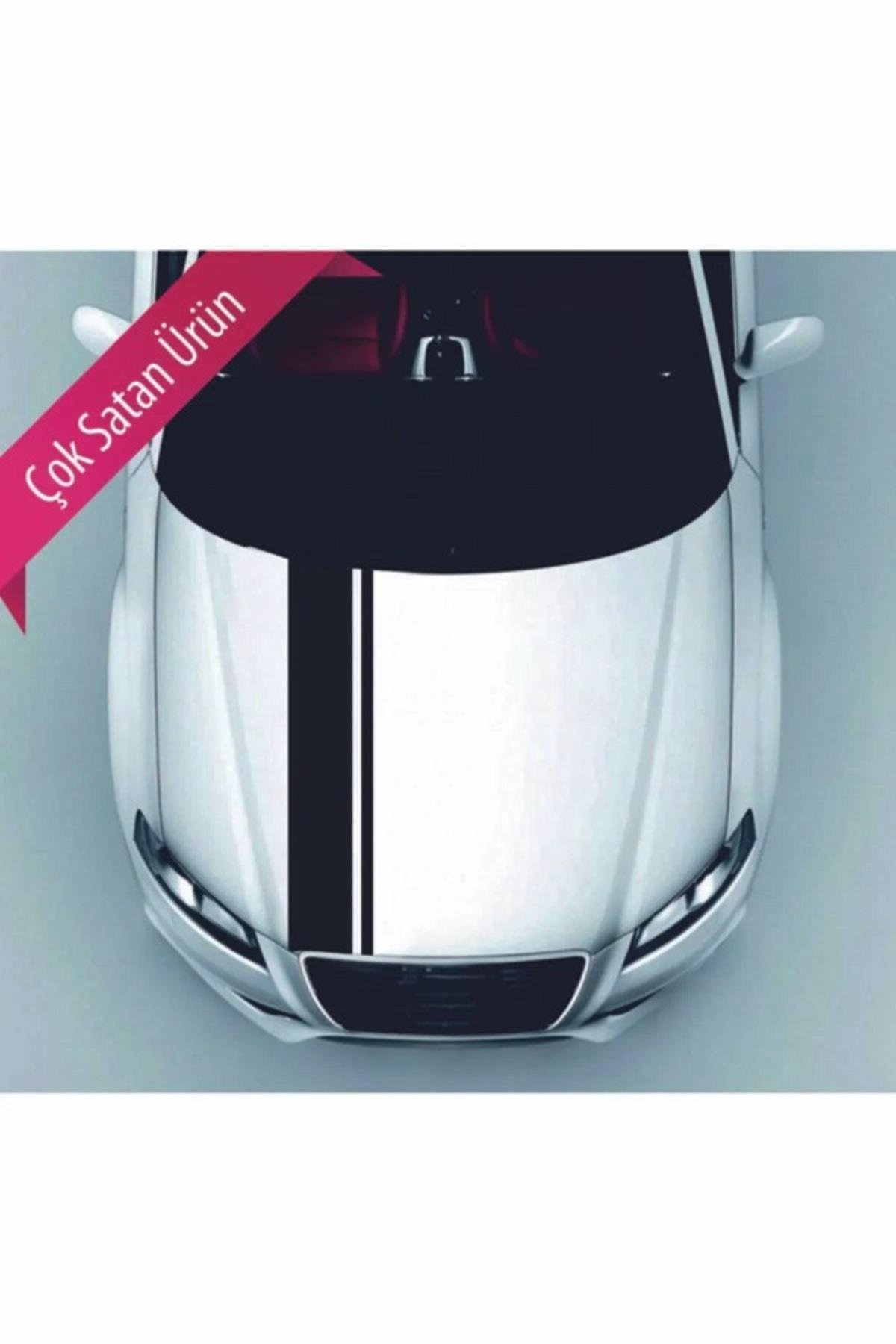 Oto Ön Kaput Tek İnce Çizgili Şerit özel yeni sticker Siyah 118*10-118*3 Cm