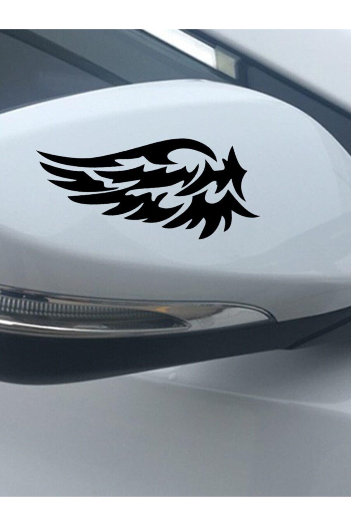 Oto Plaka Yansıtıcı Kanatlar Tasarım özel yeni sticker 1 Çift Siyah 7*2 Cm