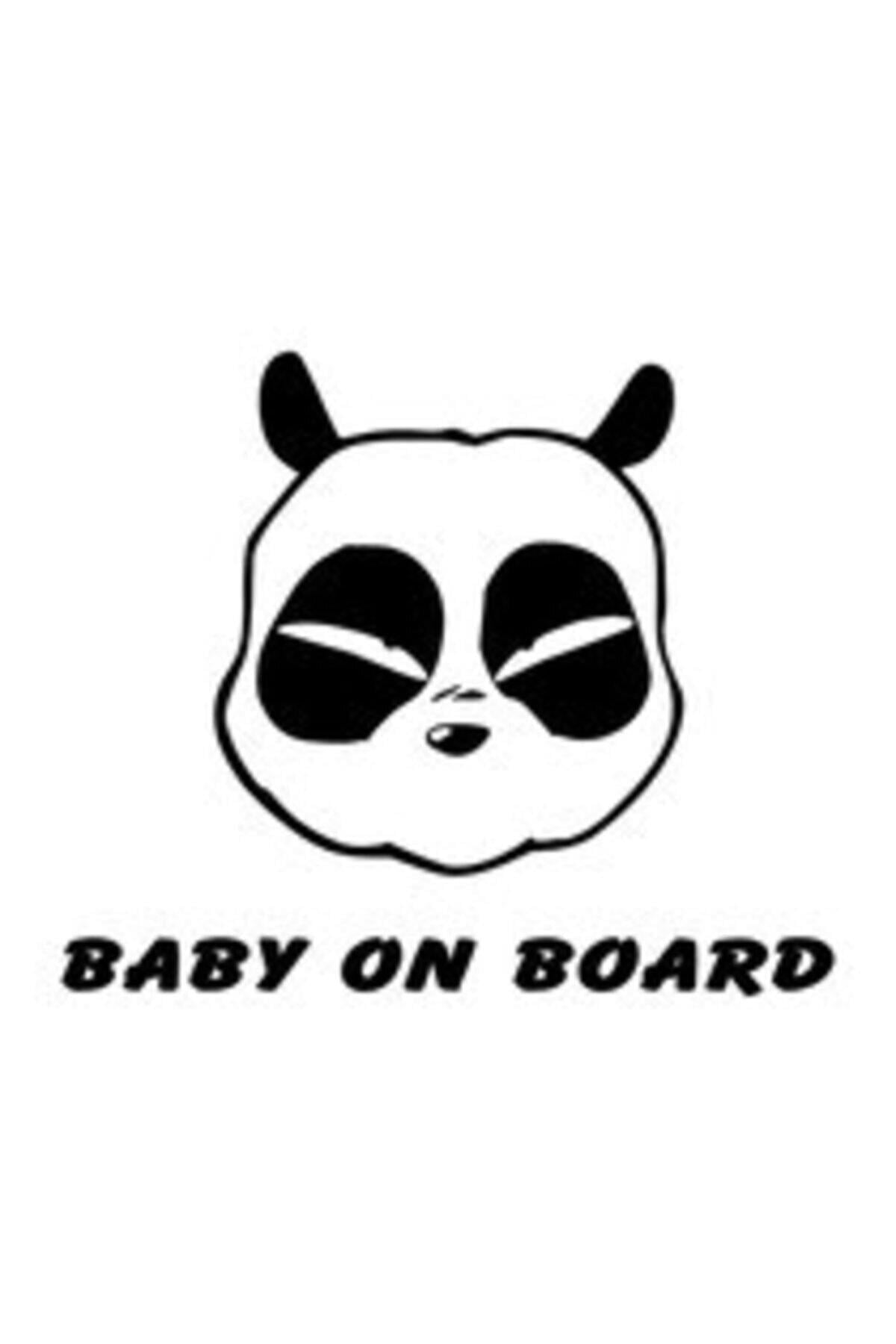 Panda Kafası Bebek On Board Tasarım Oto özel yeni sticker Siyah 15*8 Cm