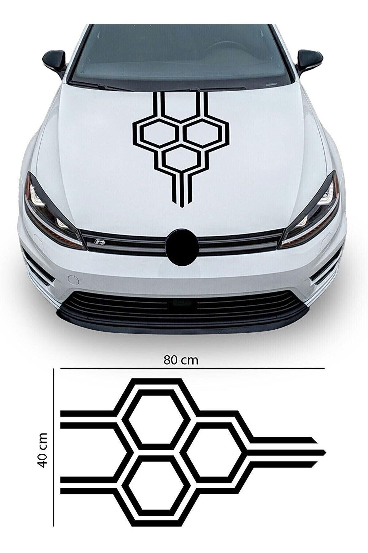 Petek Tasarım Oto Kaput özel yeni sticker Siyah 40*80 Cm