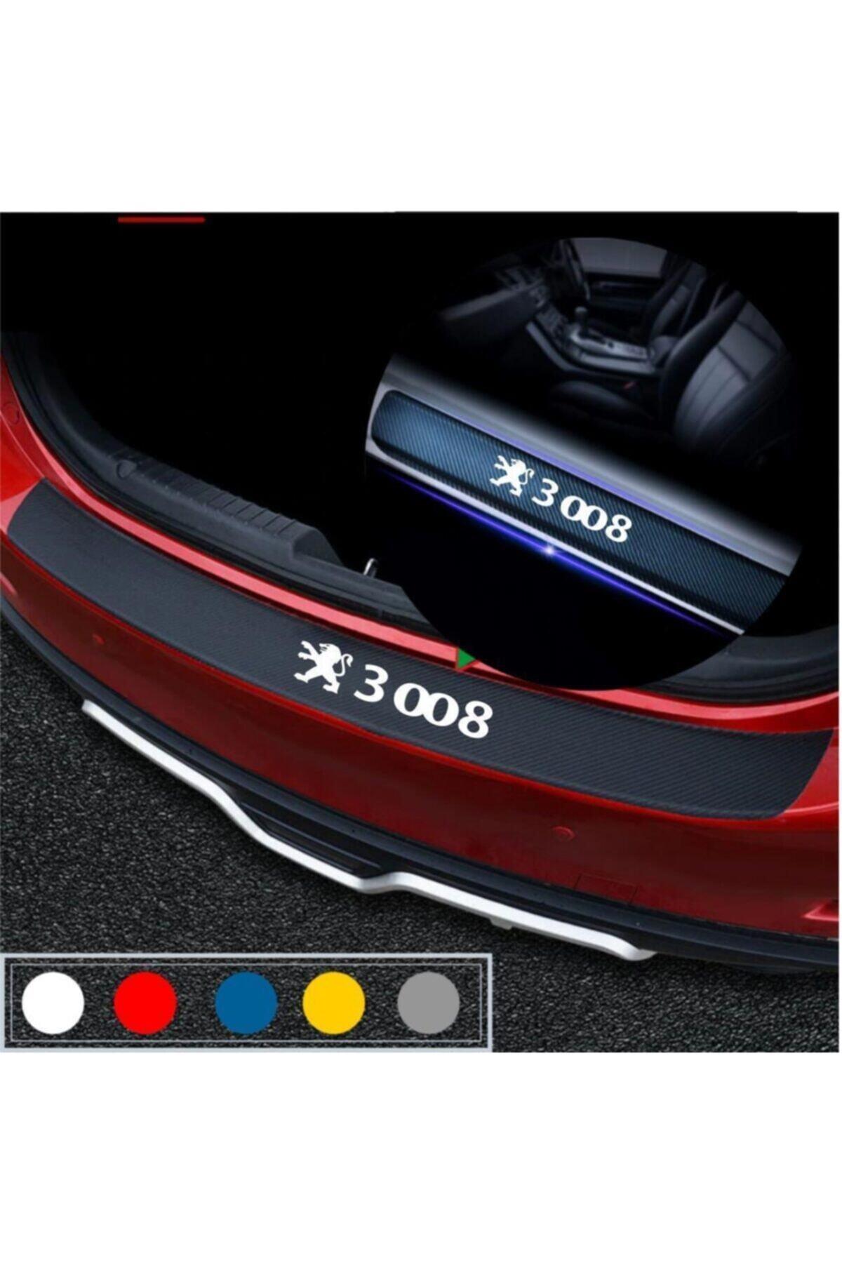 Peugeot 3008 İçin şık tasarım karbon sticker seti Aksesuar Bagaj Ve Kapı Eşiği Seti Karbon