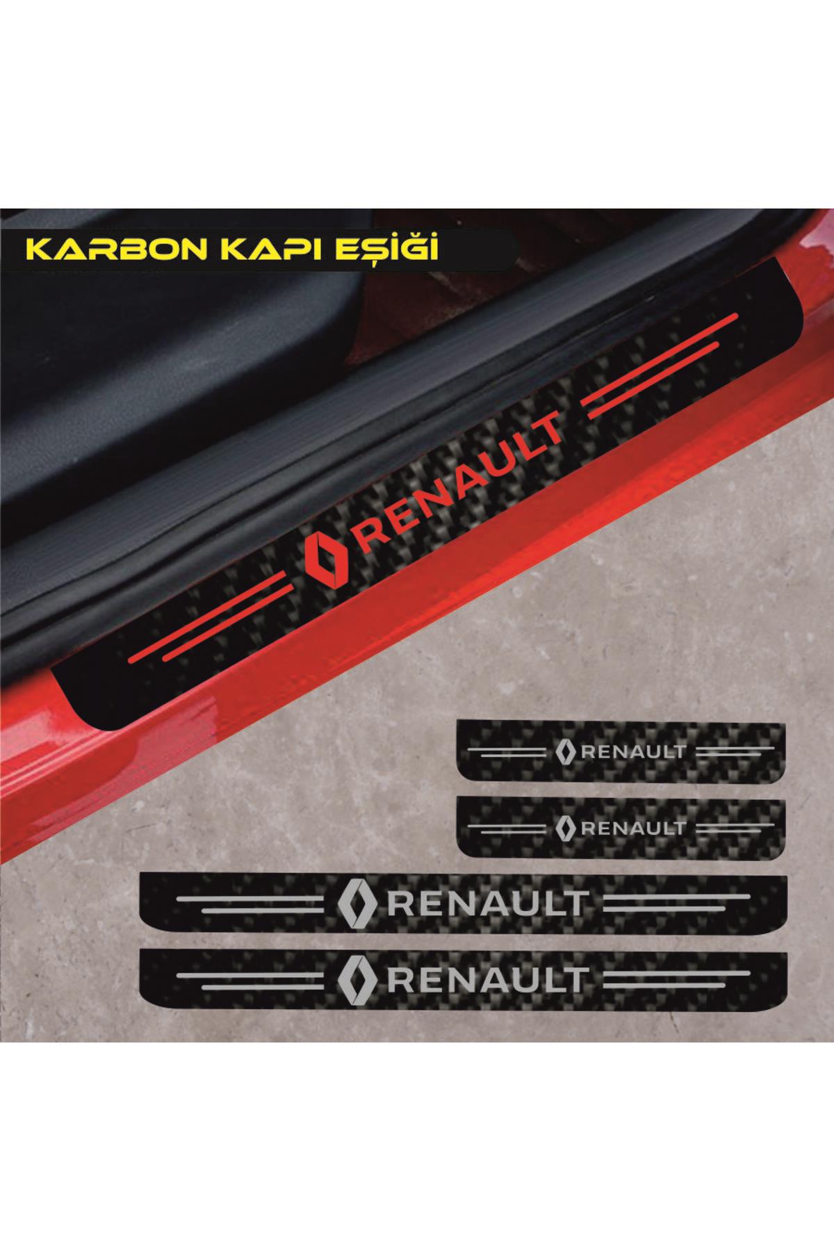 Renault İçin şık tasarım karbon sticker seti Aksesuar Oto Kapı Eşiği özel yeni sticker Karbon 4 Adet
