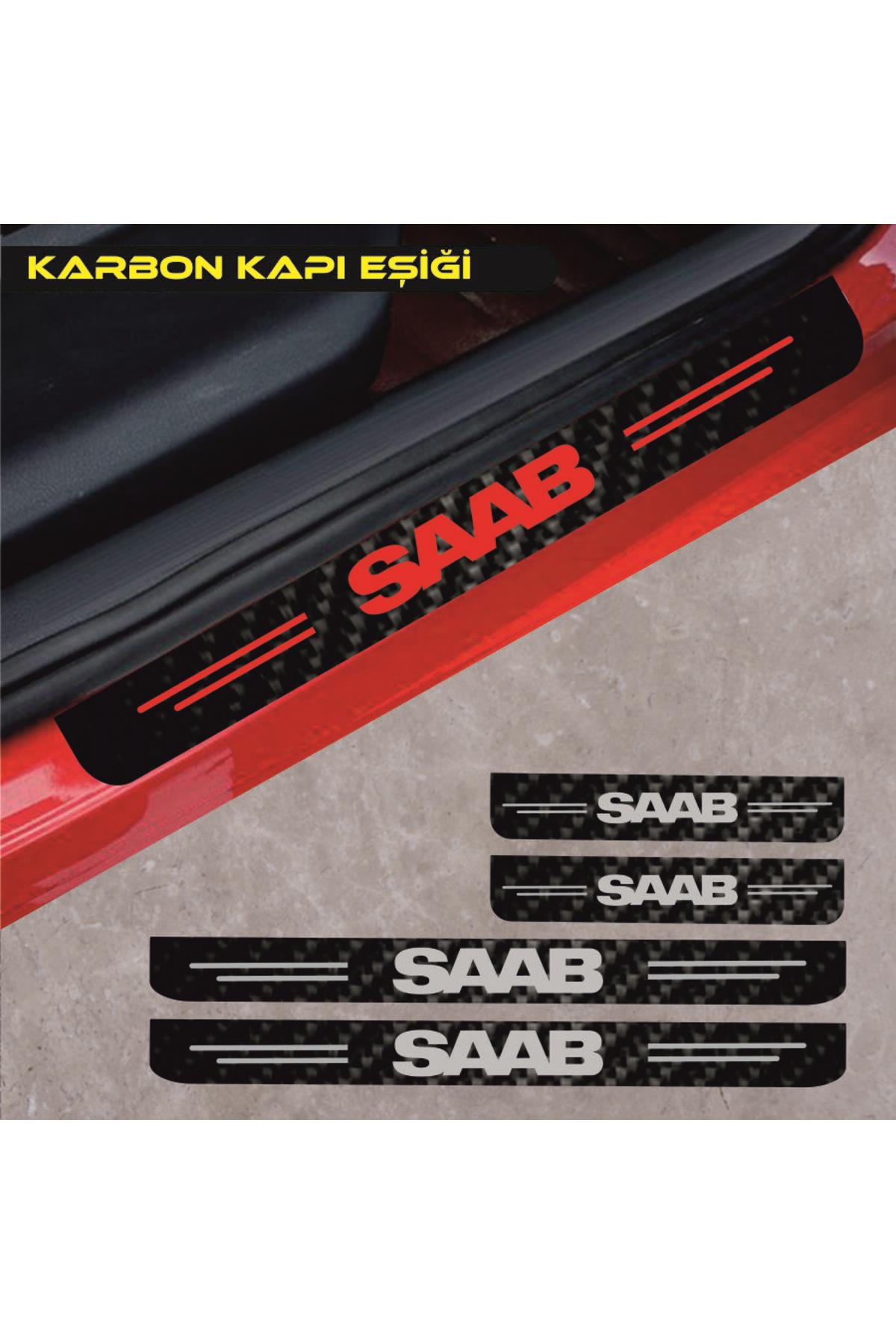 Saab İçin şık tasarım karbon sticker seti Aksesuar Oto Kapı Eşiği özel yeni sticker Karbon 4 Adet